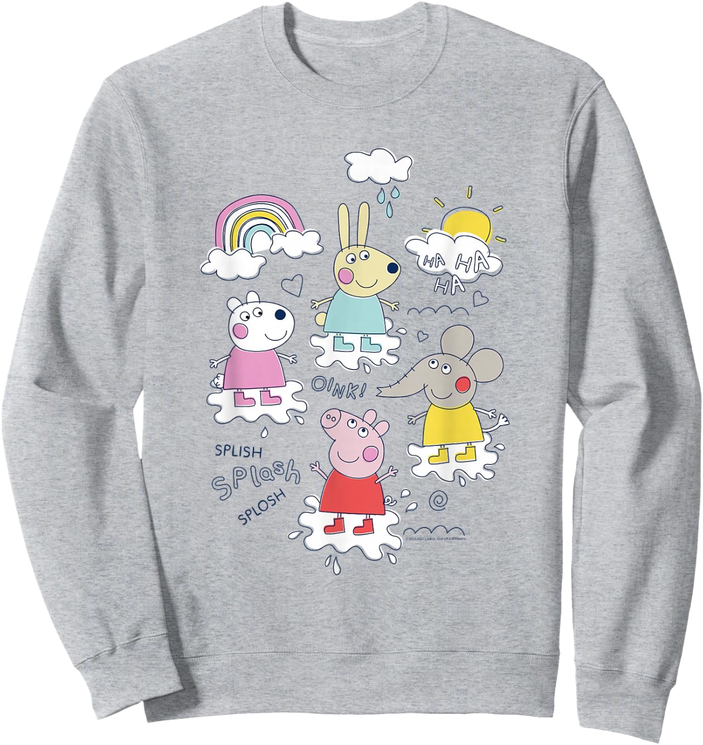 Peppa Pig Splish Splash Splosh Friends Playing In Puddles Sweatshirt - Sweatshirt | Ash