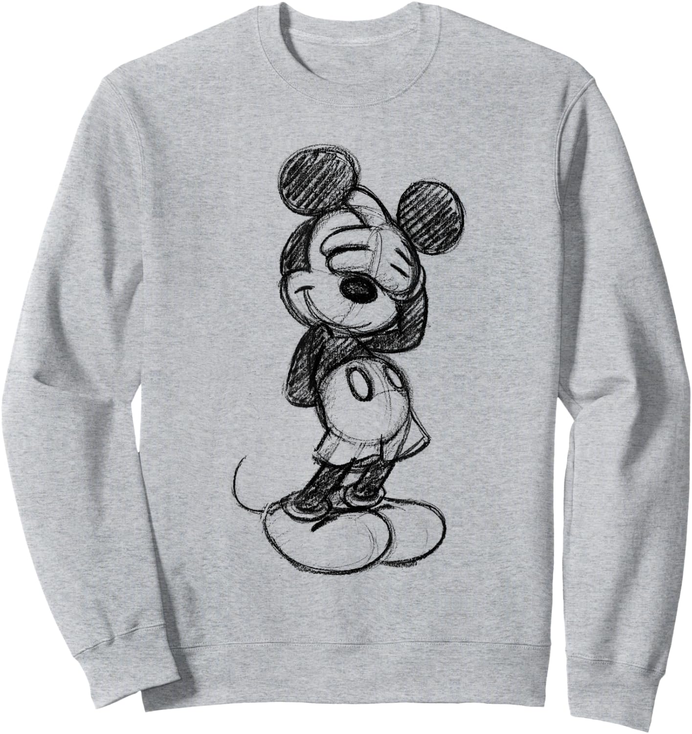Disney Mickey Mouse Shy Sketch in Black , White Sweatshirt - Sweatshirt | Ash