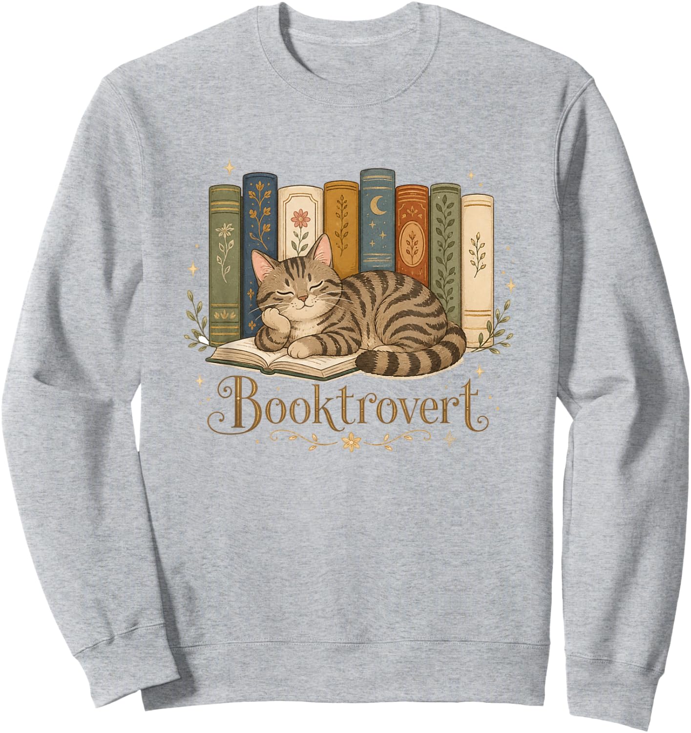 Reading Book Lover Cute Cat Mom Librarian Booktrovert Sweatshirt - Sweatshirt | Ash