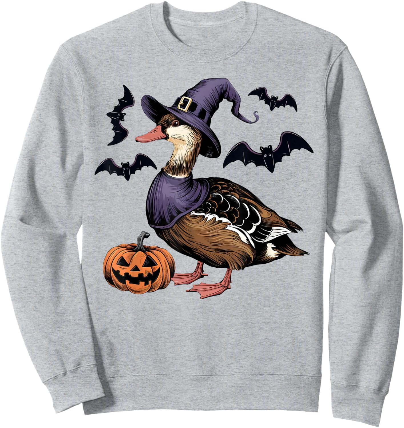 Muscovy Duck Bird Halloween Costume Scary Pumpkin Bat Witch Sweatshirt - Sweatshirt | Ash
