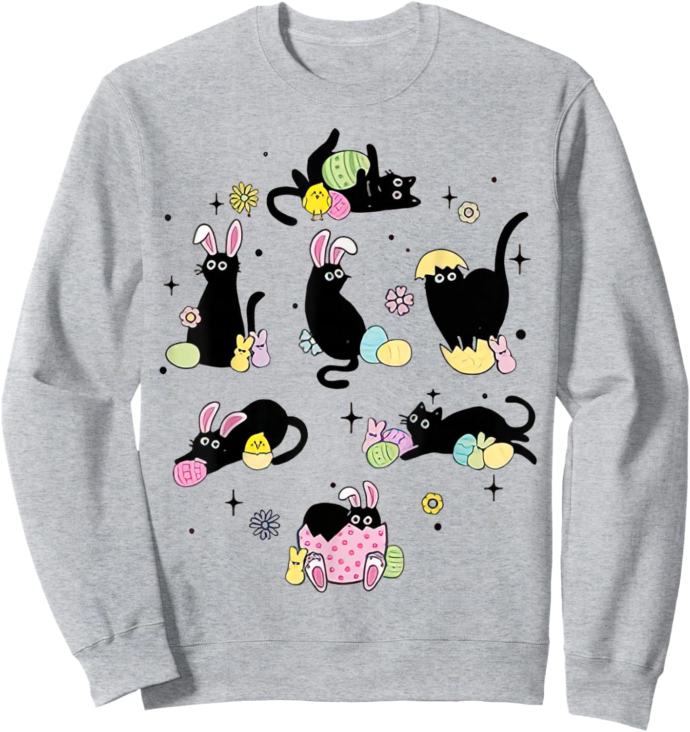 Funny Easter Black Cat Easter Day Cat Egg Sweatshirt - Sweatshirt | Ash
