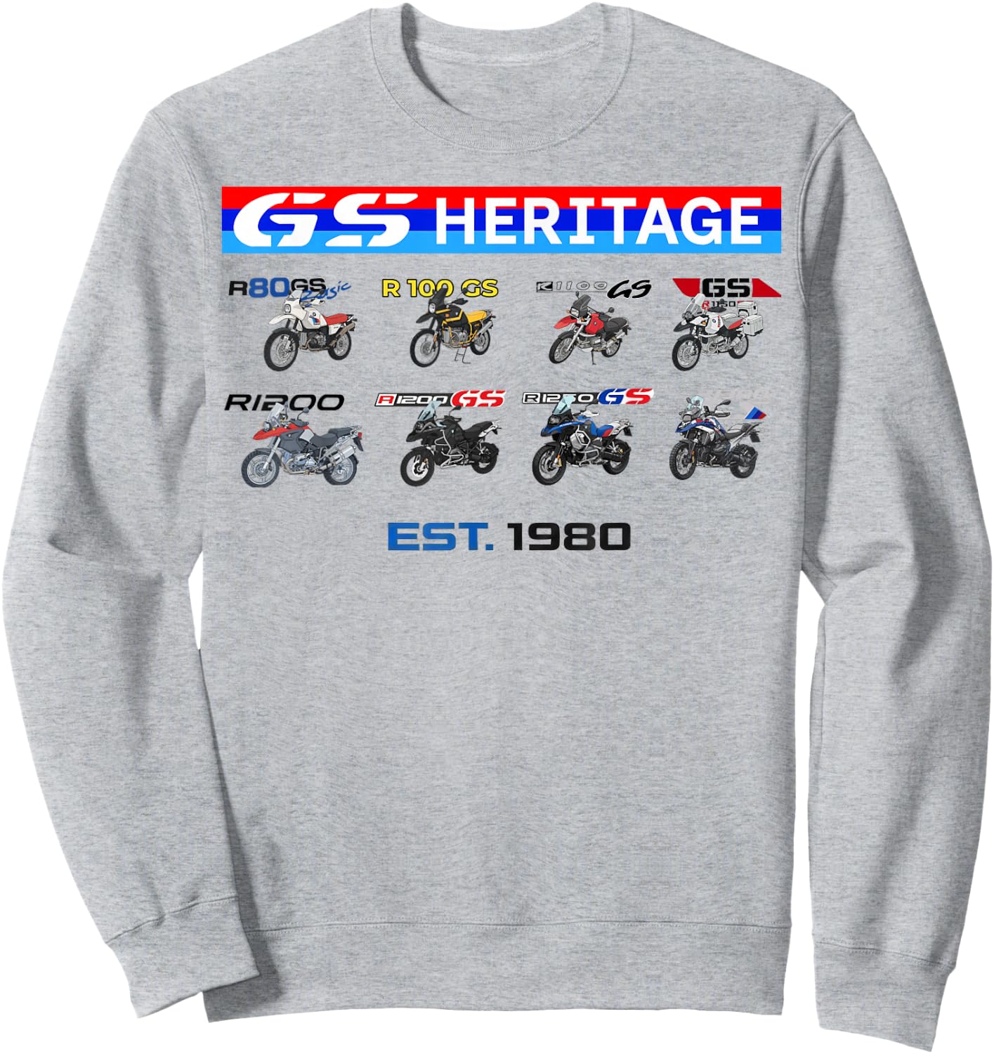 R80, R100, R1100, R1150, R1250, R1300 GS Motorcycle Heritage Sweatshirt - Sweatshirt | Ash