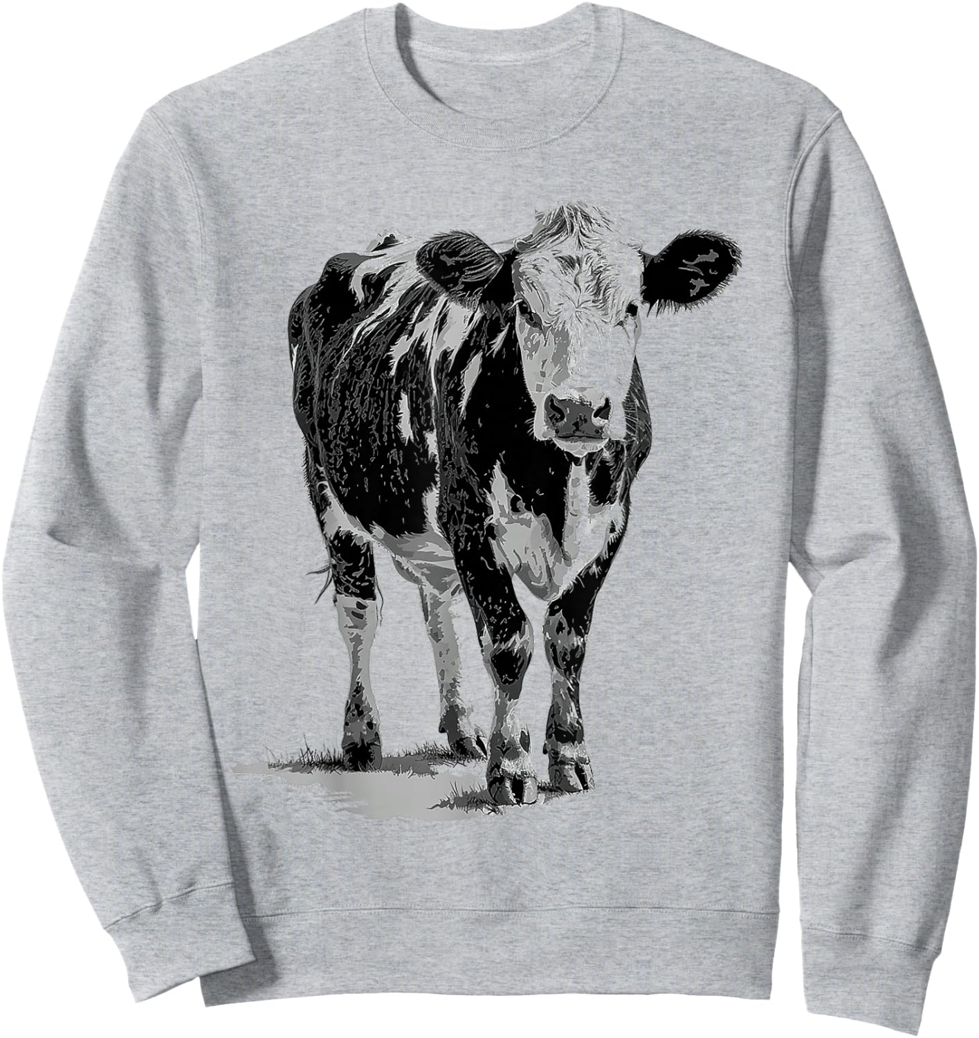 Cow Animal Print Motif Drawing Artwork Cow , White Sweatshirt - Sweatshirt | Ash