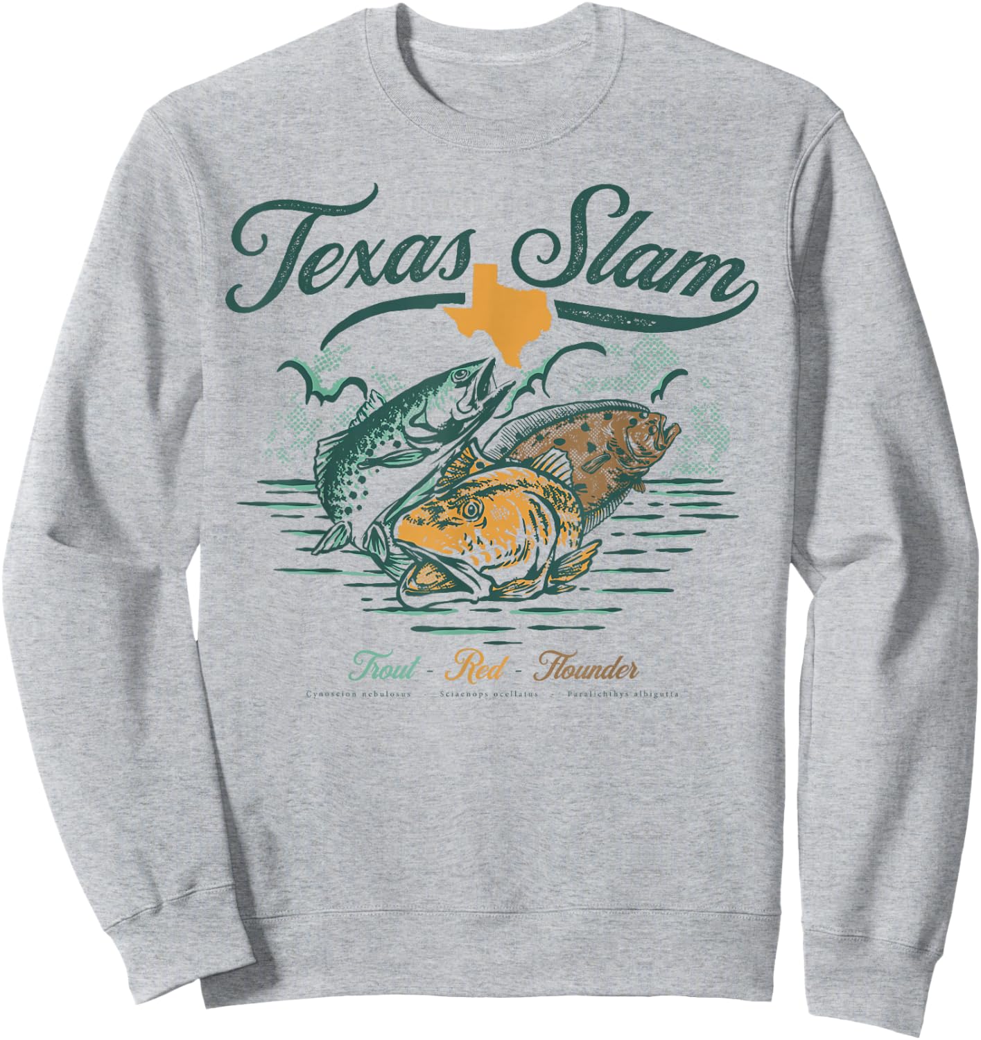 Gulf Coast Fishing Texas Slam - Trout Red Flounder Sweatshirt - Sweatshirt | Ash