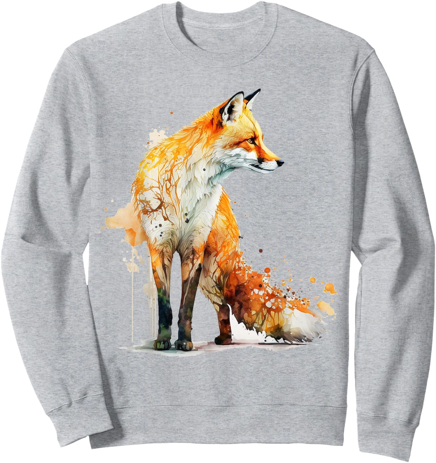 Fox Art Tierliebhaber Motiv Tierdruck Fuchs Sweatshirt - Sweatshirt | Ash