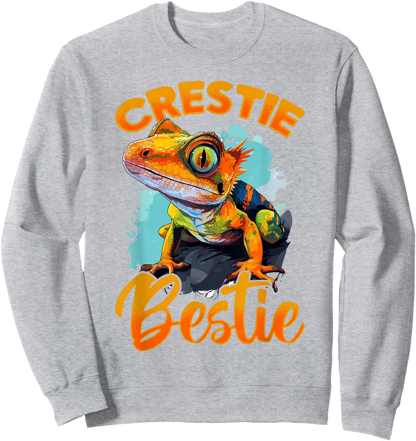 Crested Gecko Reptile - Crestie Bestie Sweatshirt - Sweatshirt | Ash