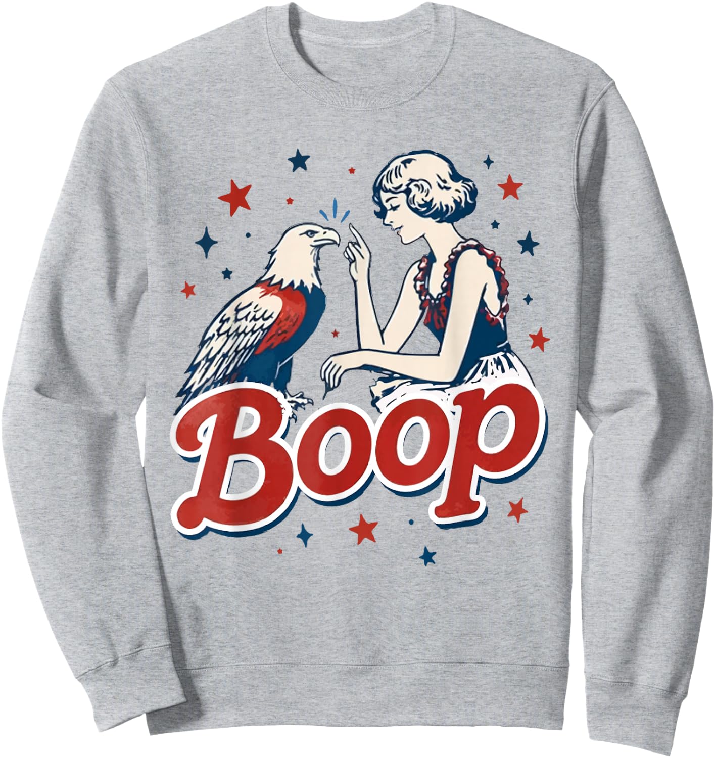 Vintage Cute 4th of July Funny Boop Eagle Patriotic Merica Sweatshirt - Sweatshirt | Ash