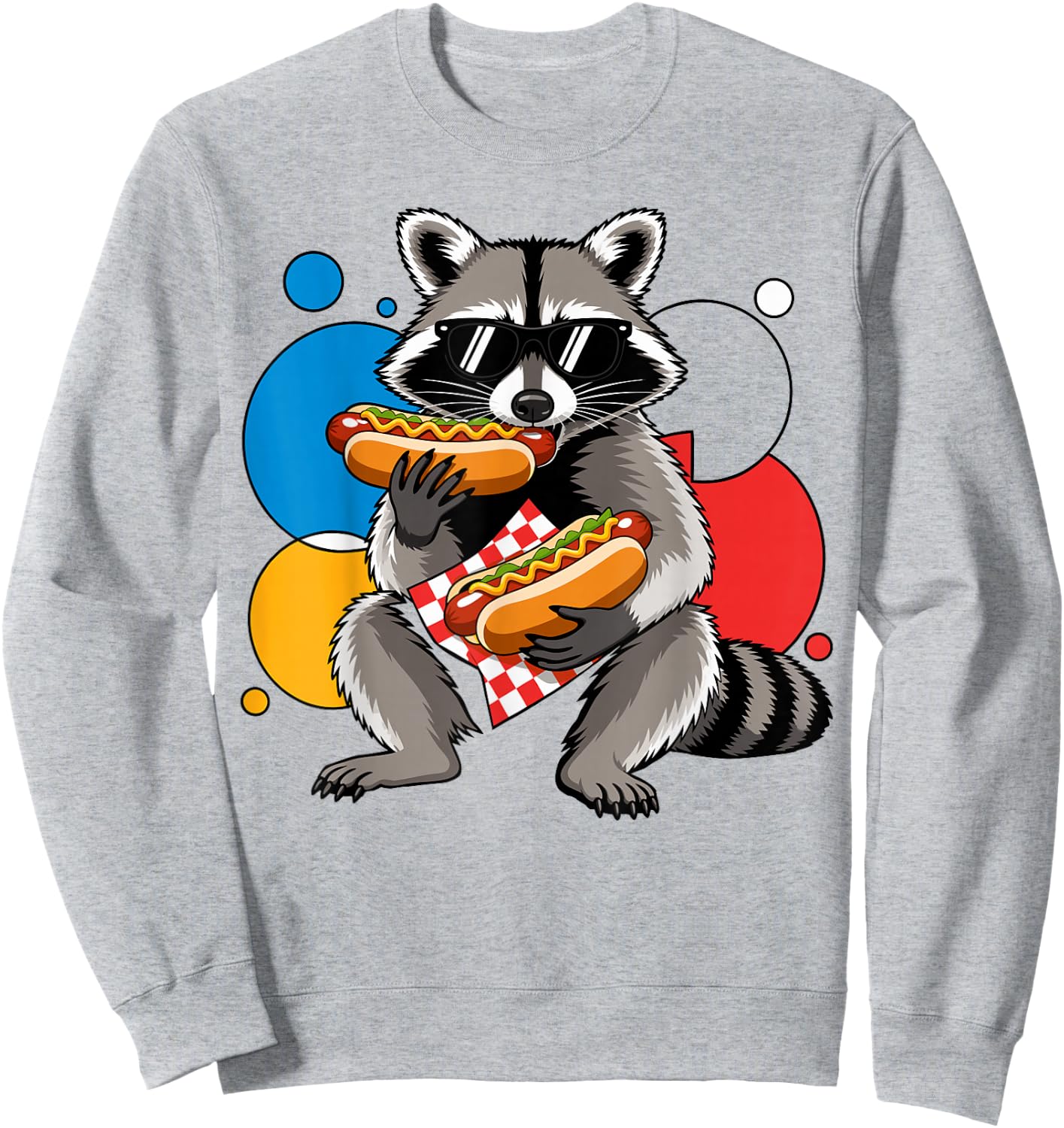Raccoon Eating Hot Dog Meme Hungry Fast Food Lover Sweatshirt - Sweatshirt | Ash