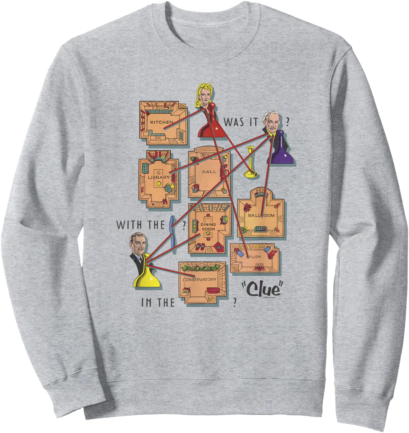 Clue Mystery Gameboard Poster Sweatshirt - Sweatshirt | Ash