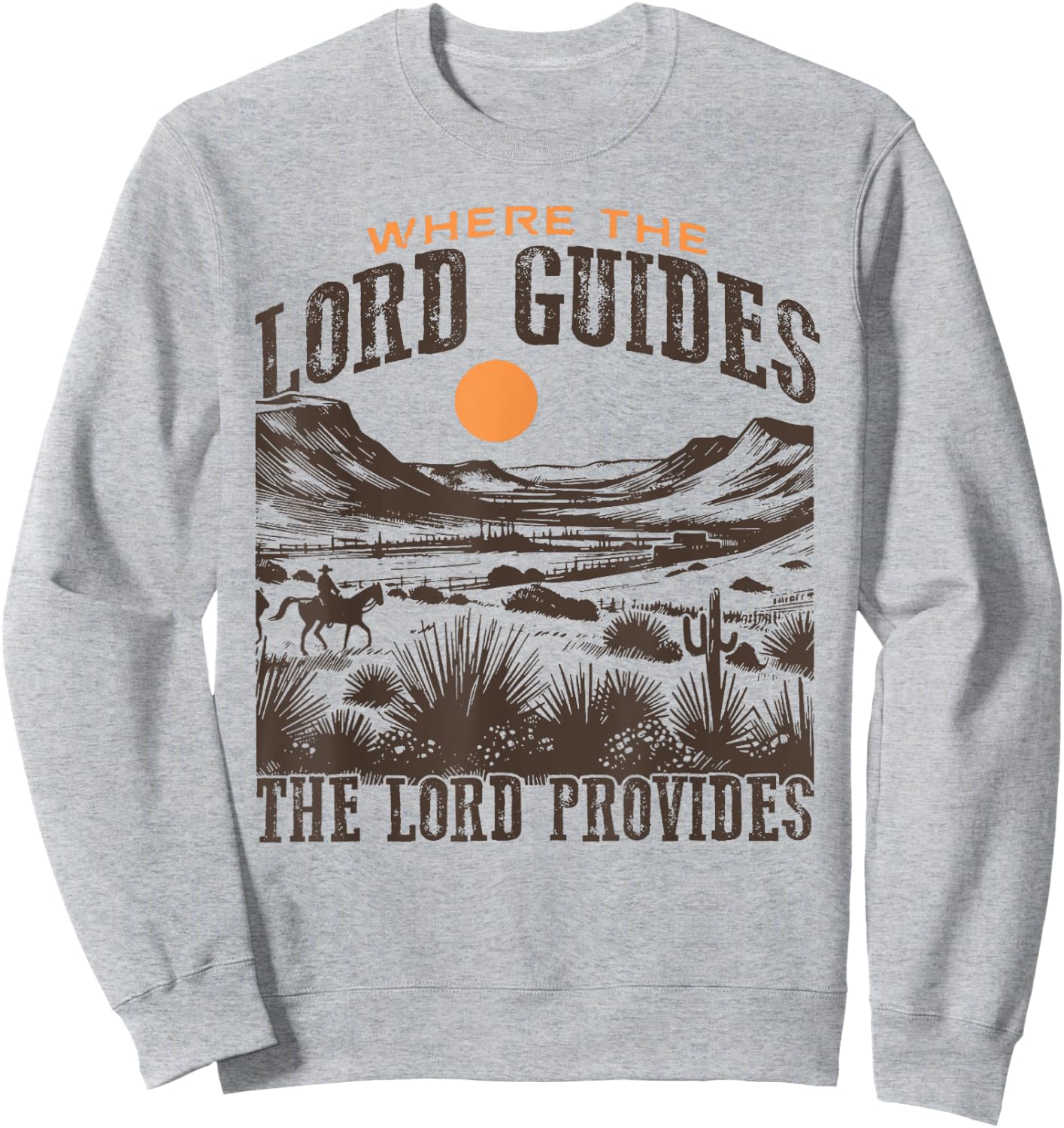 Where the The Lord Guides The Lord Provides Christian Retro Sweatshirt - Sweatshirt | Ash