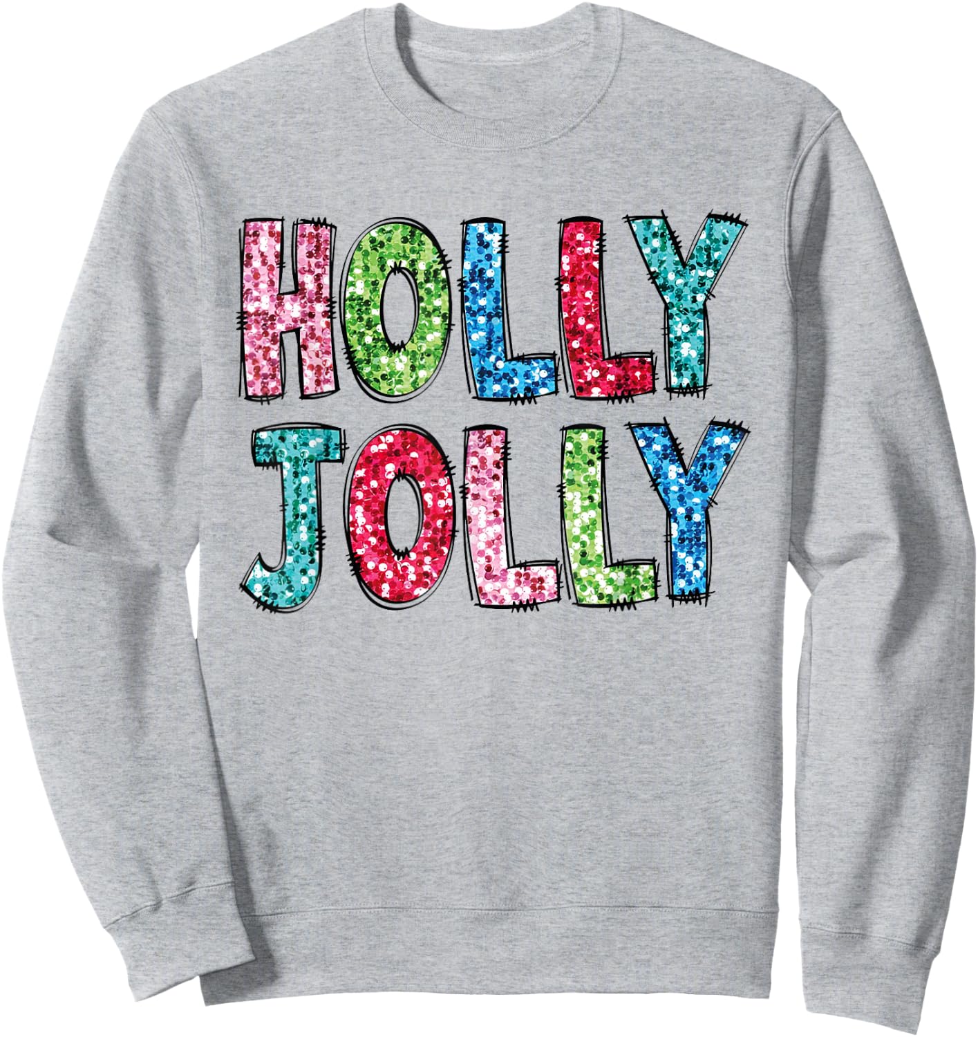 Holly Xmas Jolly Vibes Groovy Retro Hippie Christmas Pajamas Sweatshirt - Sweatshirt | Ash