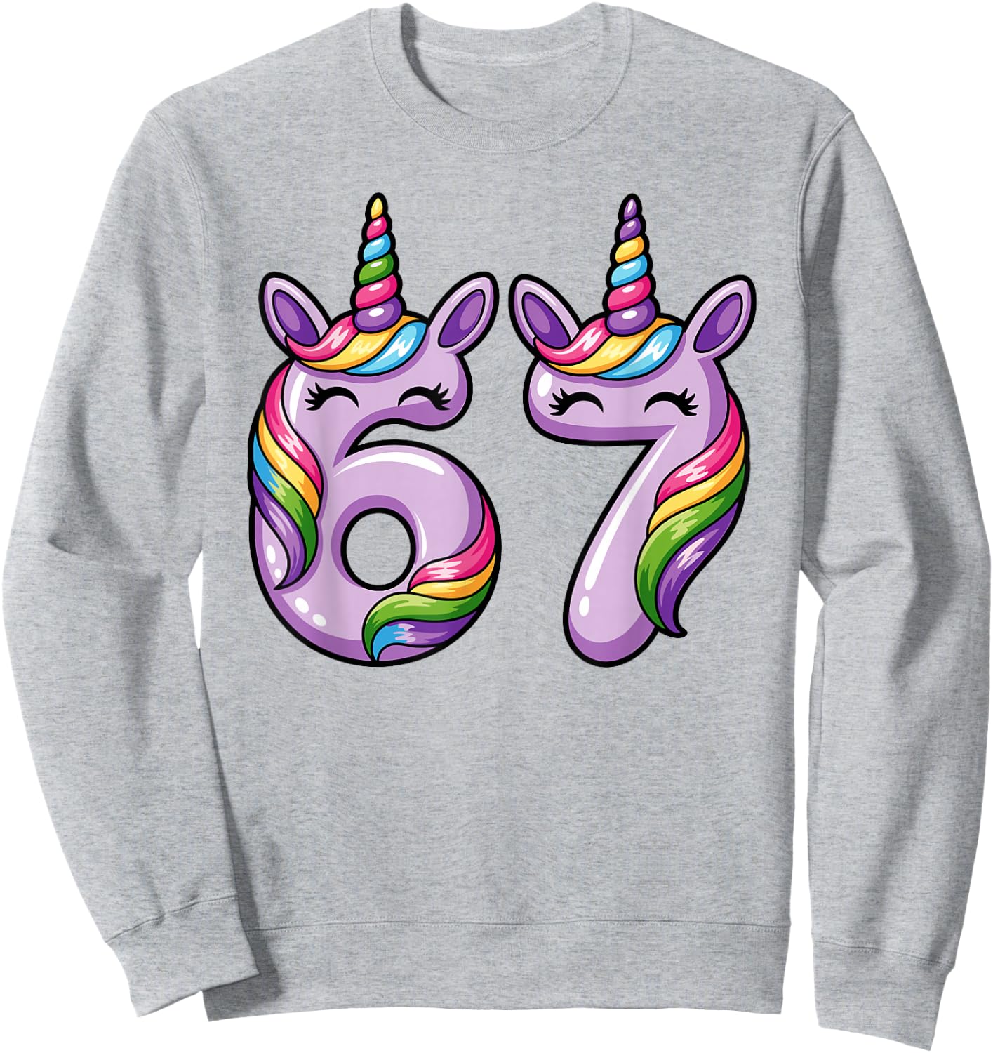 67 Six Seven 6 7 Meme Licorns Funny Boy Girl Kids Sweatshirt - Sweatshirt | Ash