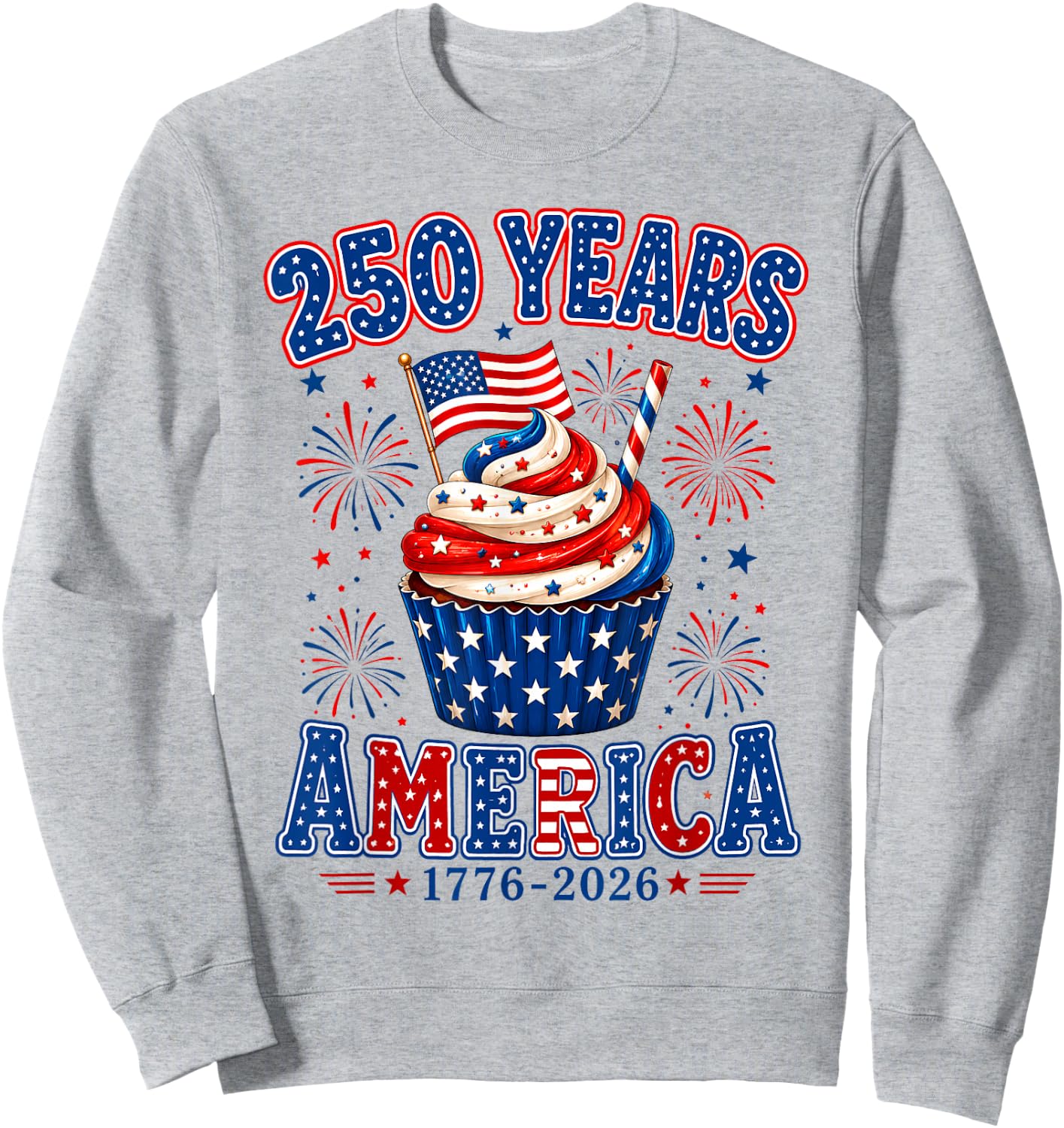 250 Years America Ice Cream Patriotic 250th Anniversary USA Sweatshirt - Sweatshirt | Ash