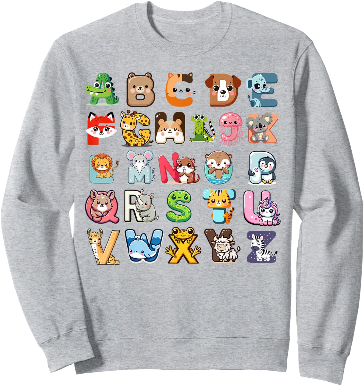 Zoo ABC Letters for Boys and Girls , White Sweatshirt - Sweatshirt | Ash
