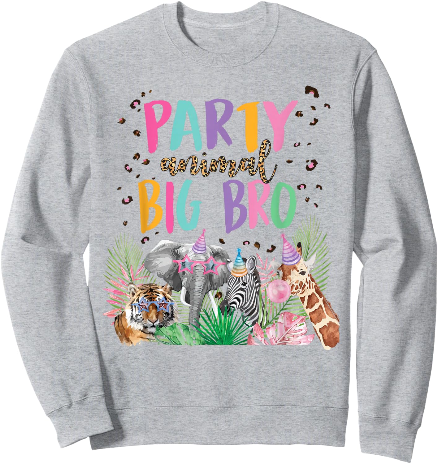 Big Bro Of The Birthday Boy Girl Zoo Theme Animal Party Sweatshirt - Sweatshirt | Ash