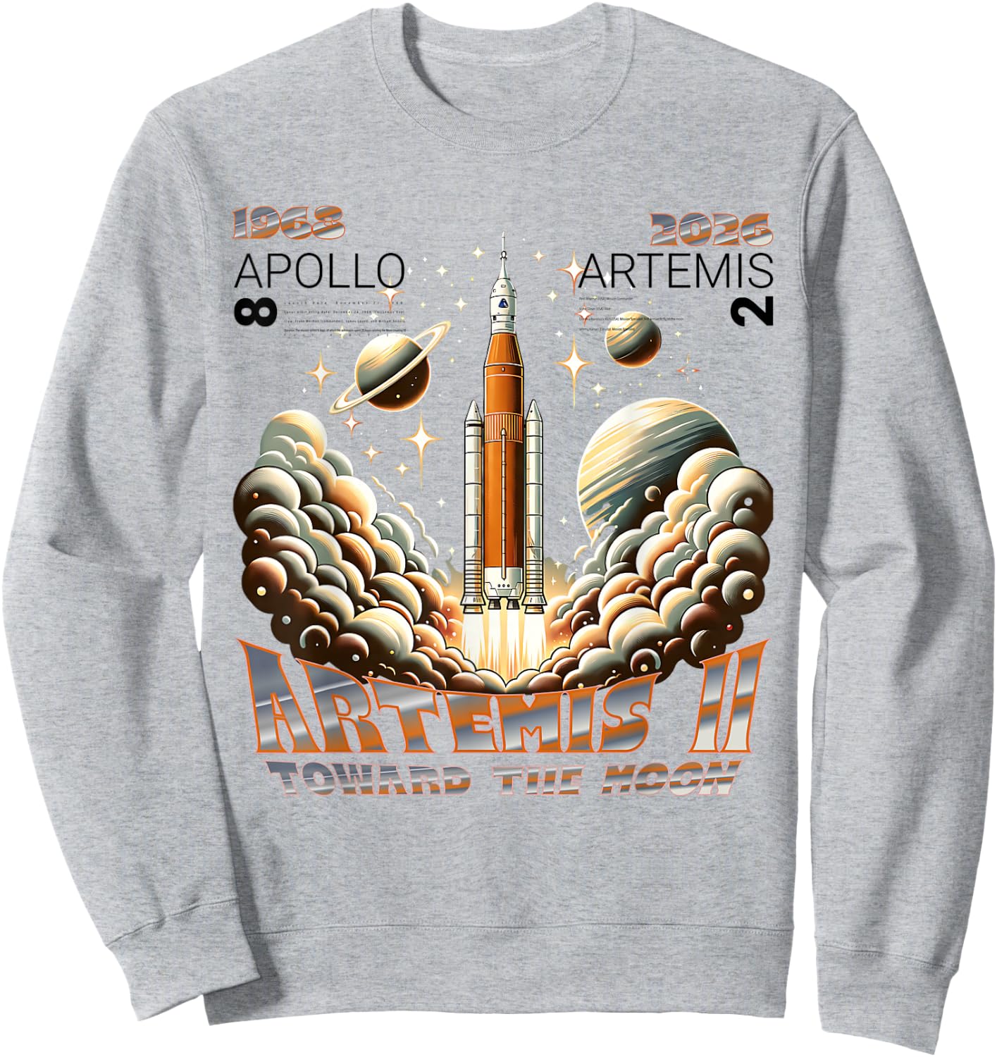 Artemis II Mondmission 2026 - Apollo 8 Legacy Vergleich Sweatshirt - Sweatshirt | Ash