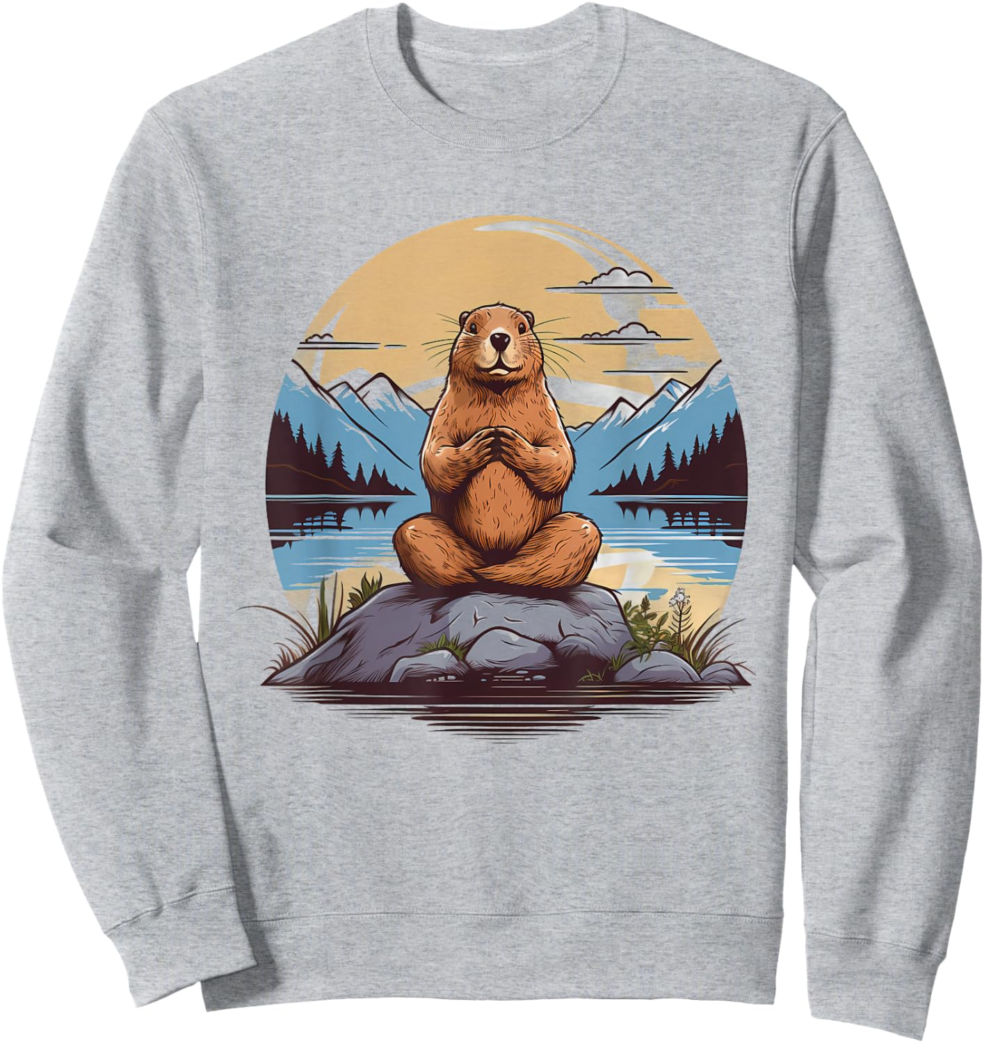 Groundhog Meditation Yoga Sweatshirt - Sweatshirt | Ash