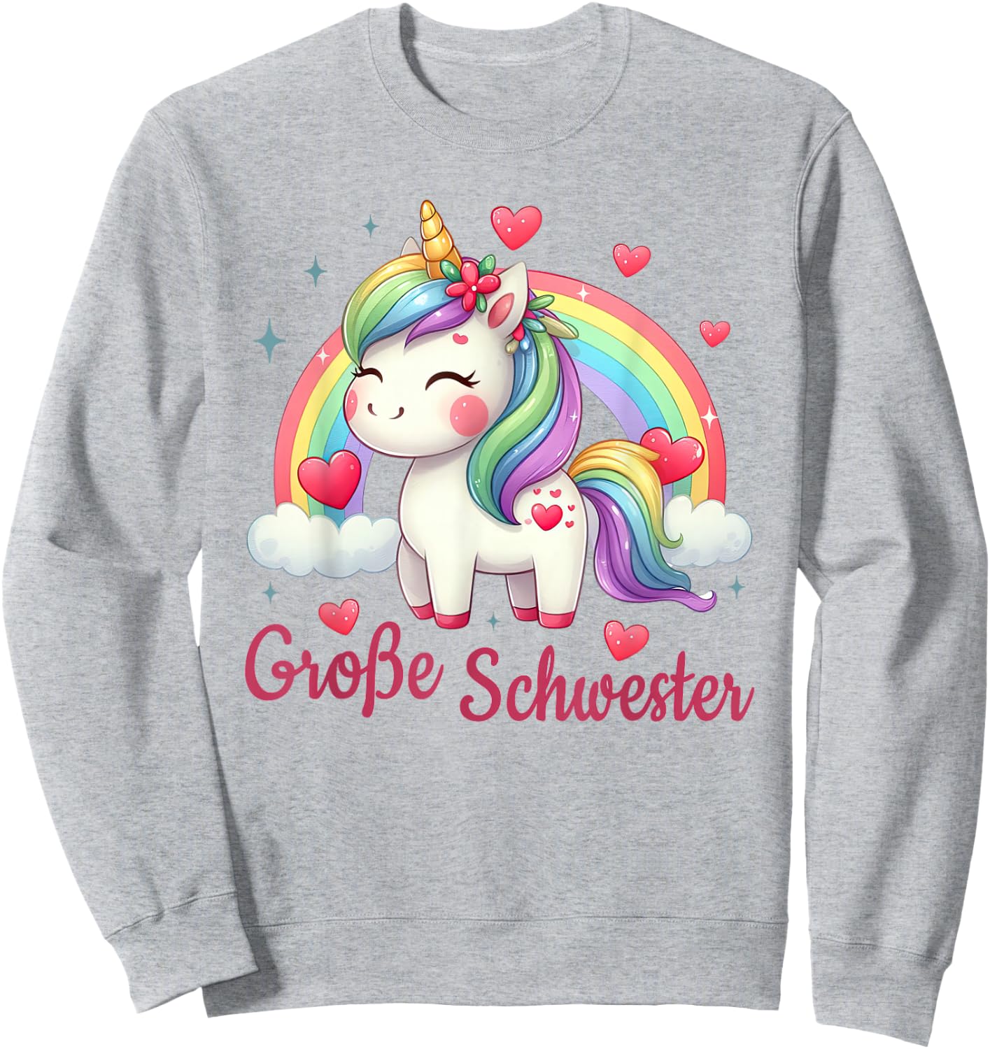 Big Sister Gifts Siblings Girls Birth Unicorn , White Sweatshirt - Sweatshirt | Ash