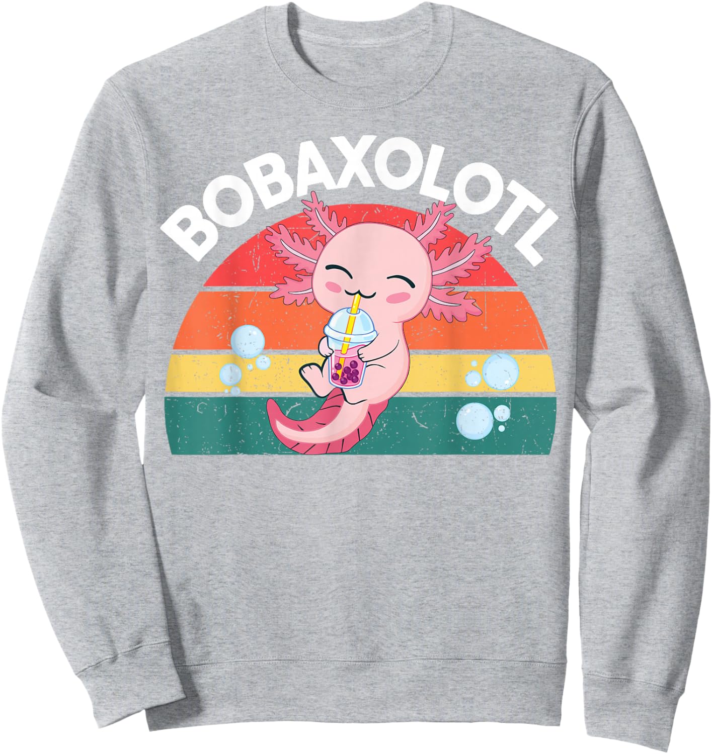 Kawaii Axolotl-Shirt Boba Tea Clothes Anime Teens Girls Kids Sweatshirt - Sweatshirt | Ash