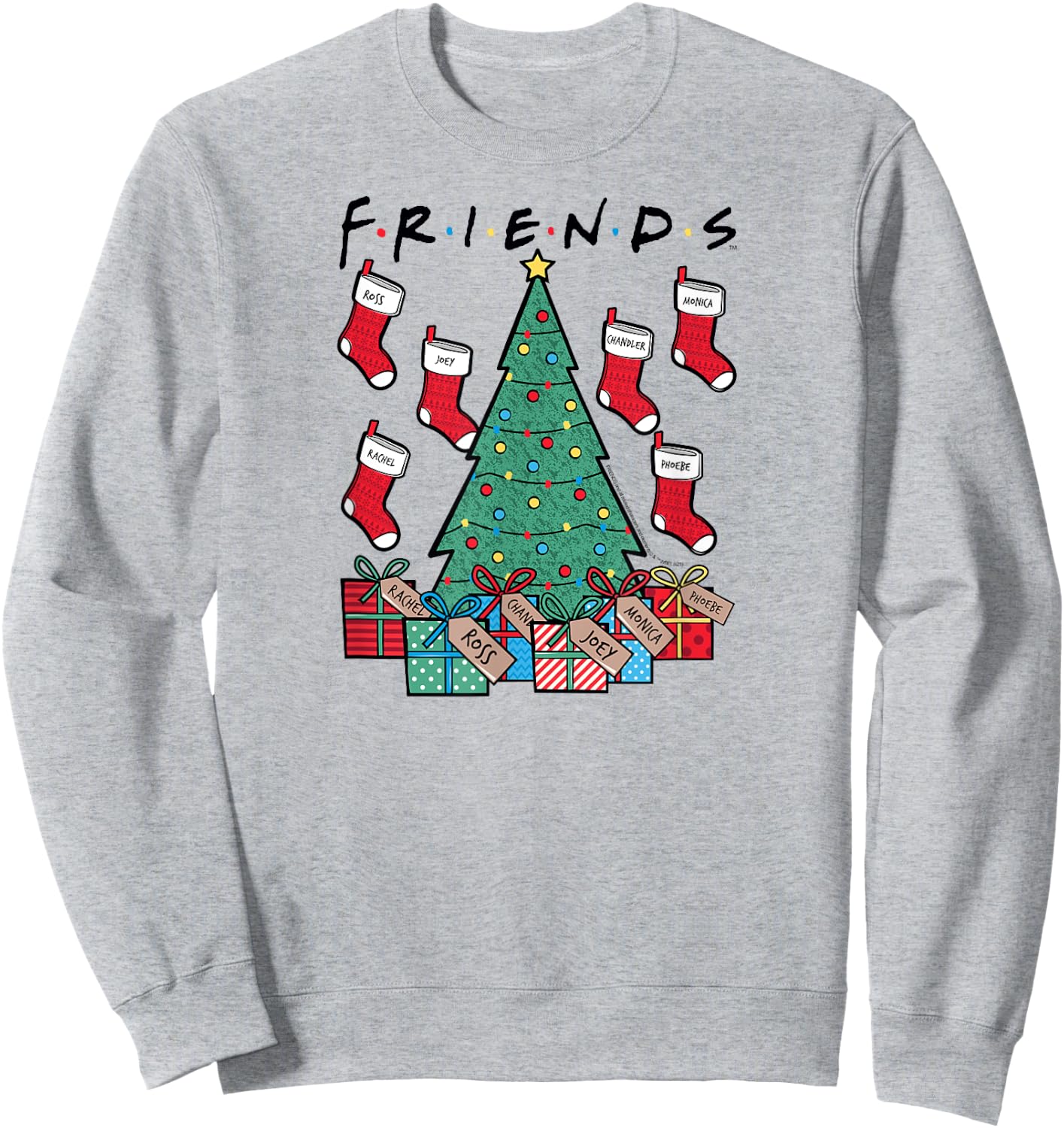 Friends Christmas Tree and Stockings Happy Holidays TV Show Sweatshirt - Sweatshirt | Ash