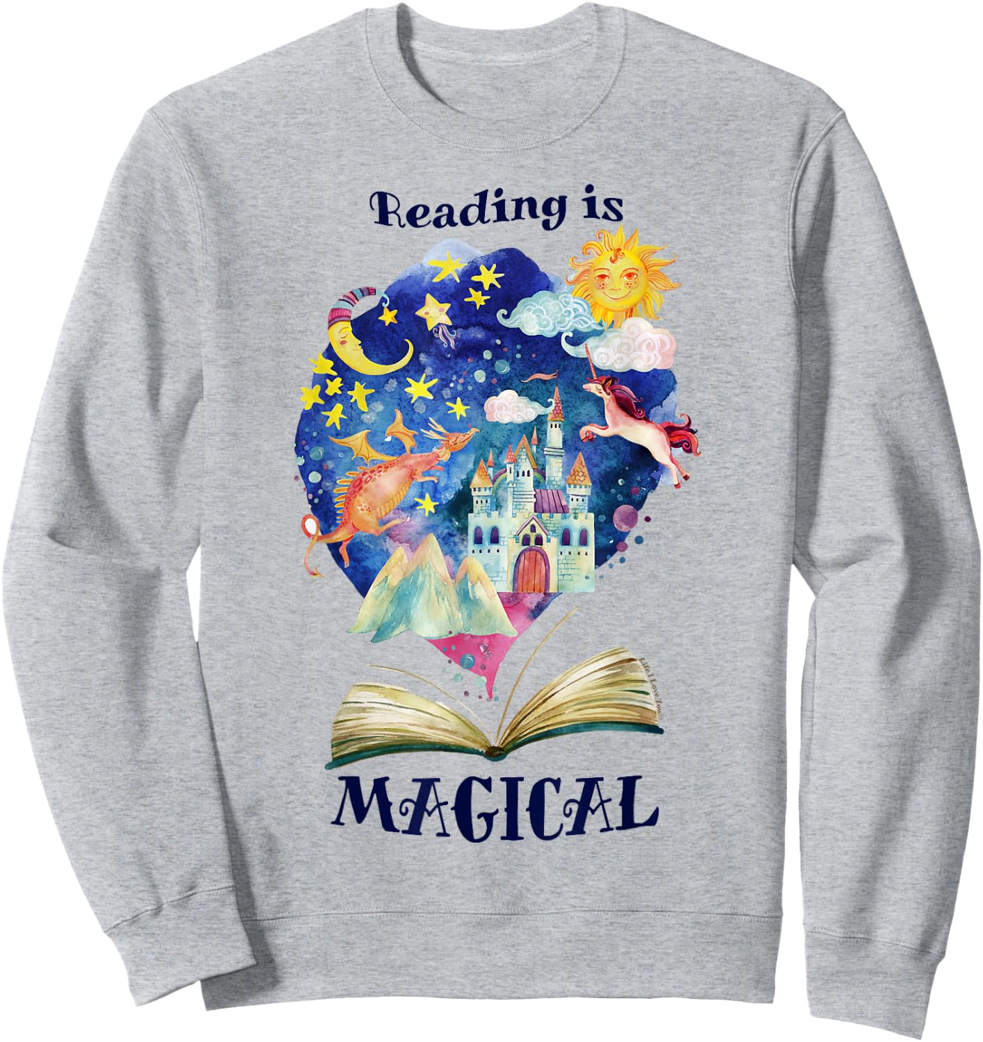 Reading is Magical Library Book Worm Teacher Librarian Men Women Girls Kids Sweatshirt - Sweatshirt | Ash