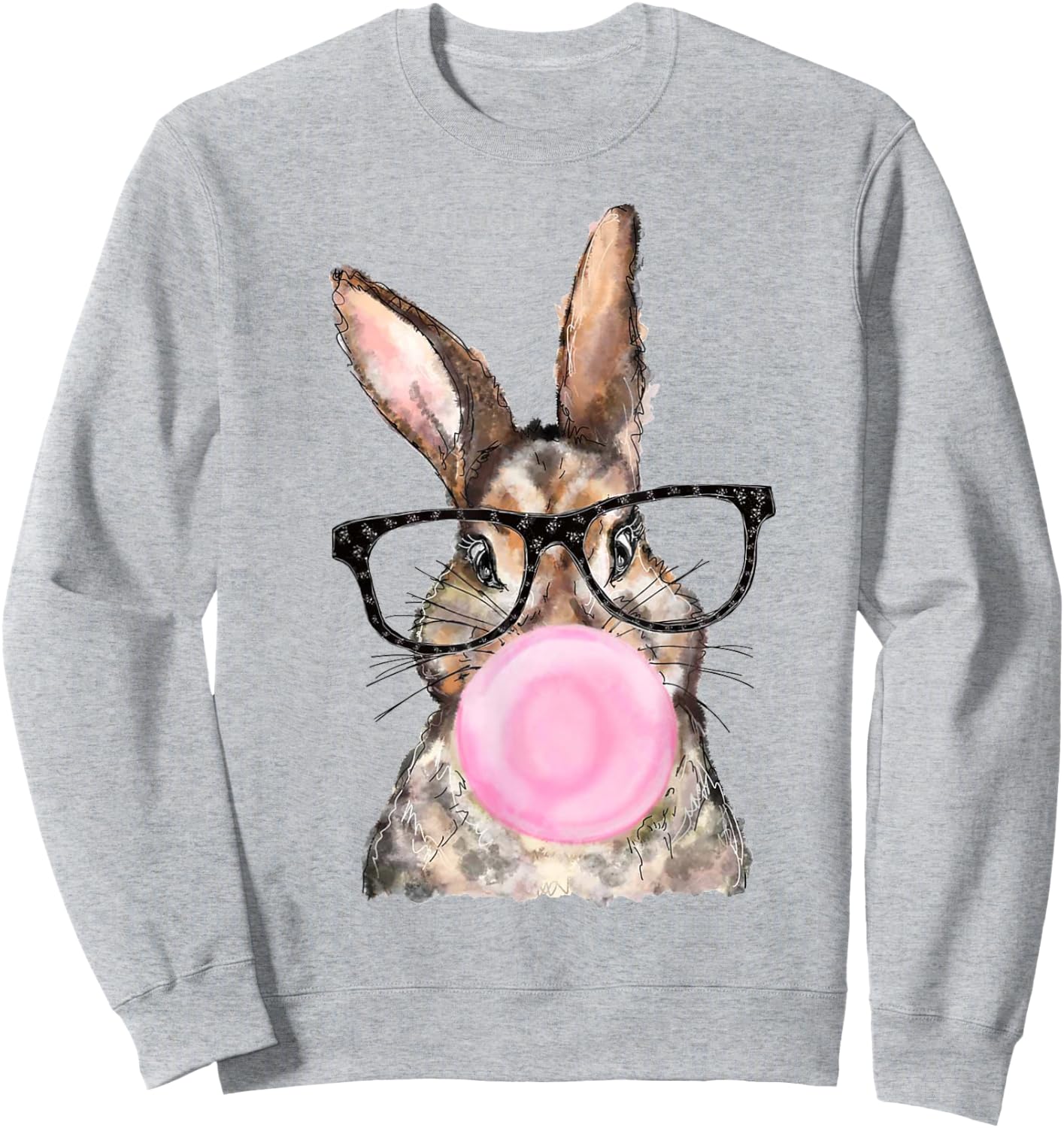 Cute Bunny Glasses Bubblegum Easter Day Girls Kids Boys Sweatshirt - Sweatshirt | Ash