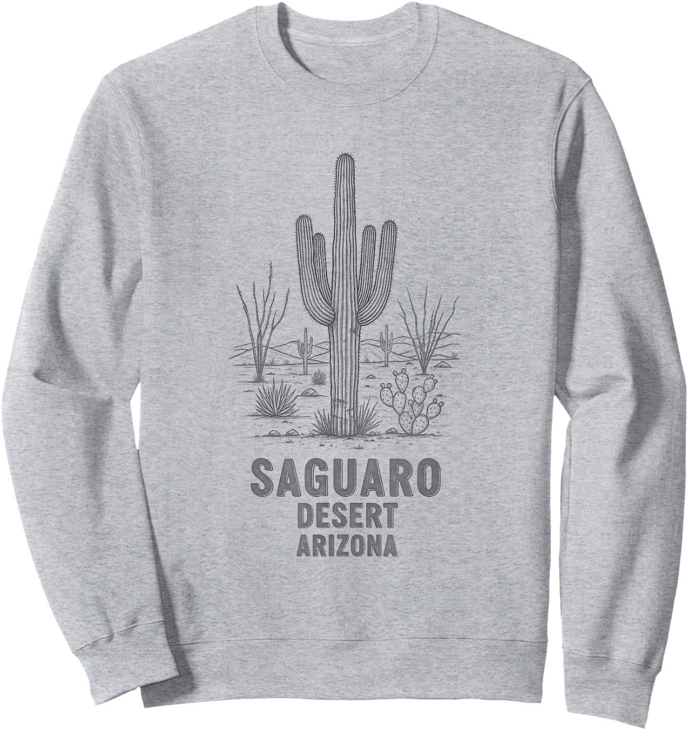 Vintage Saguaro Desert Arizona Drawing Art Design Sweatshirt - Sweatshirt | Ash