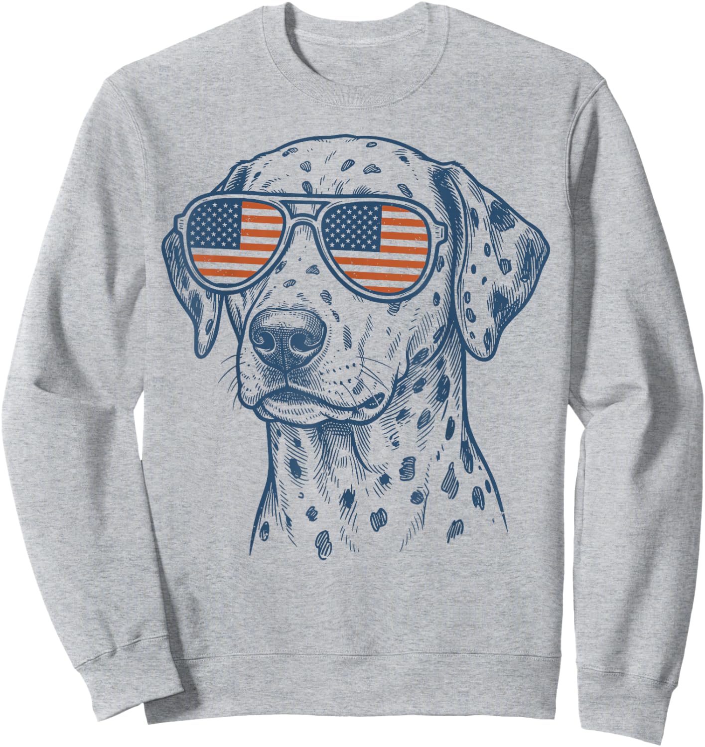 Patriotic Dalmatian Dog Mom Dad 4th of July Vintage Sweatshirt - Sweatshirt | Ash