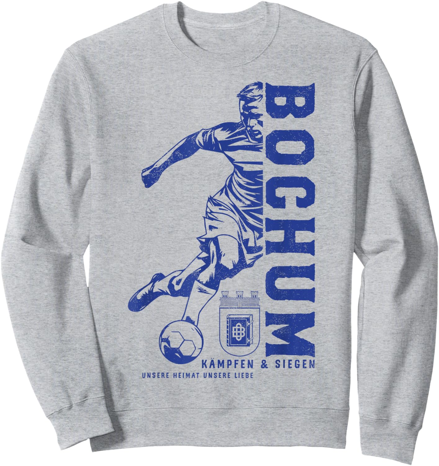 Bochum with German Text "Unsere Heimat Unsere Liebe ", White Sweatshirt - Sweatshirt | Ash
