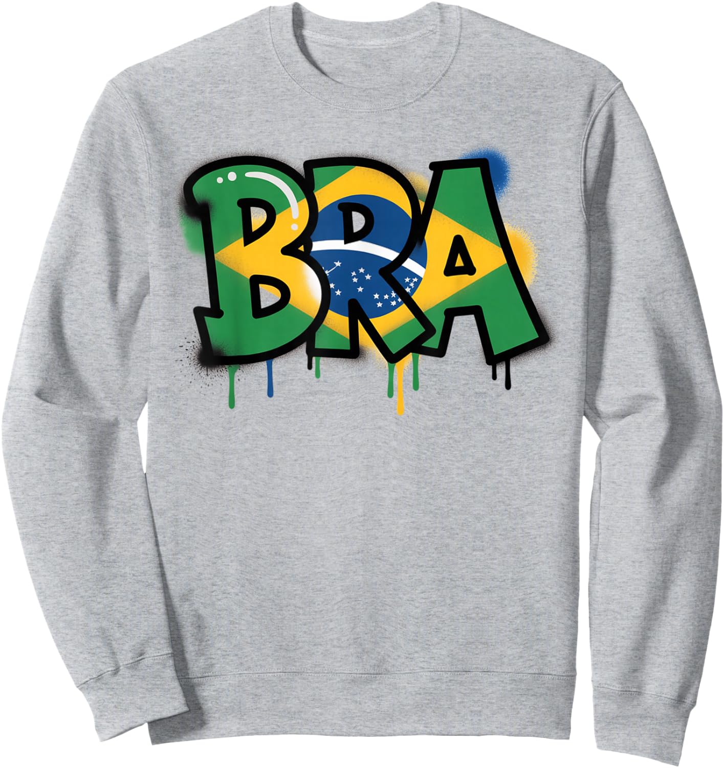 Brazil Flag Brasil Brazilian Pride Street Art Sweatshirt - Sweatshirt | Ash