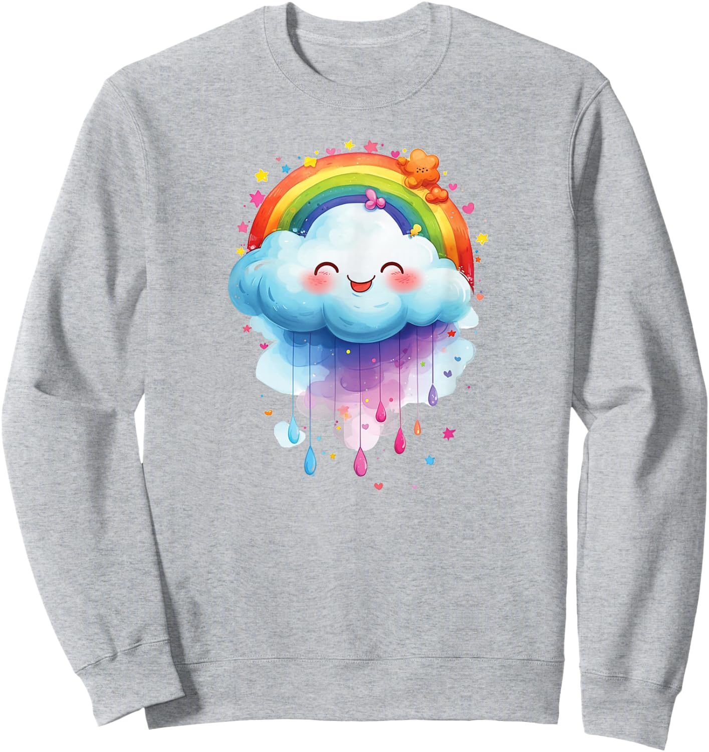 Cute Cloud Happy Rainbow Cloud , White, S Sweatshirt - Sweatshirt | Ash