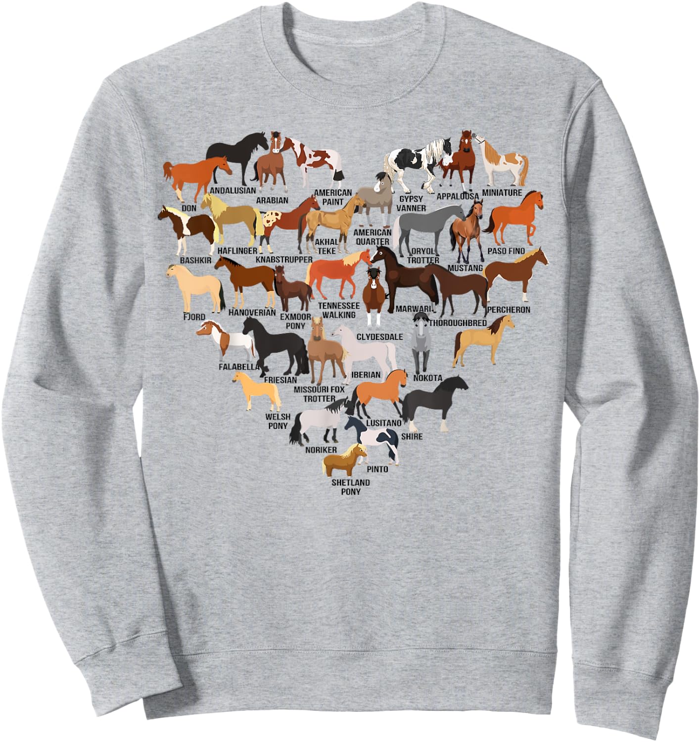 Funny Horse Animal Lover Heart Shape Men Women Kids Sweatshirt - Sweatshirt | Ash