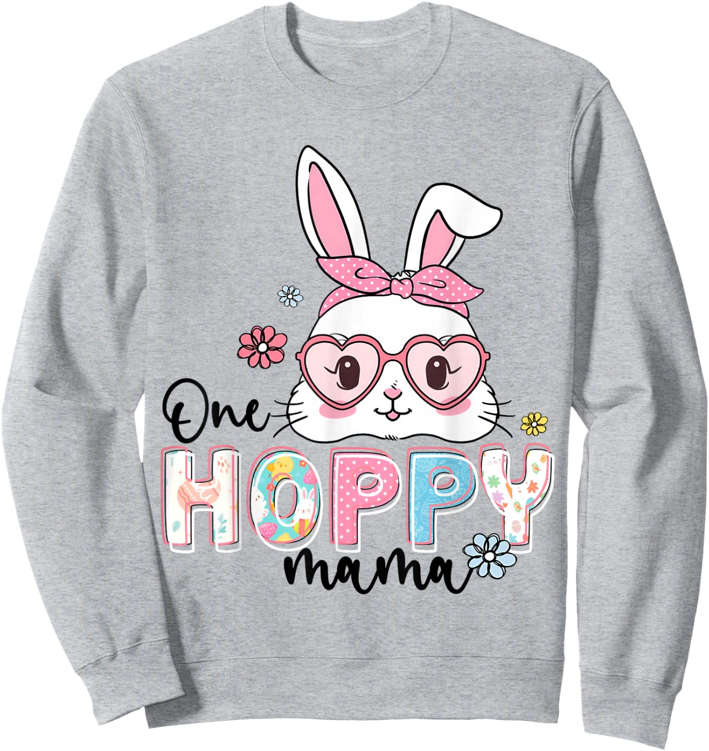 One Hoppy Mama Bunny Groovy Bunny Mom Mommy Happy Easter Day Sweatshirt - Sweatshirt | Ash