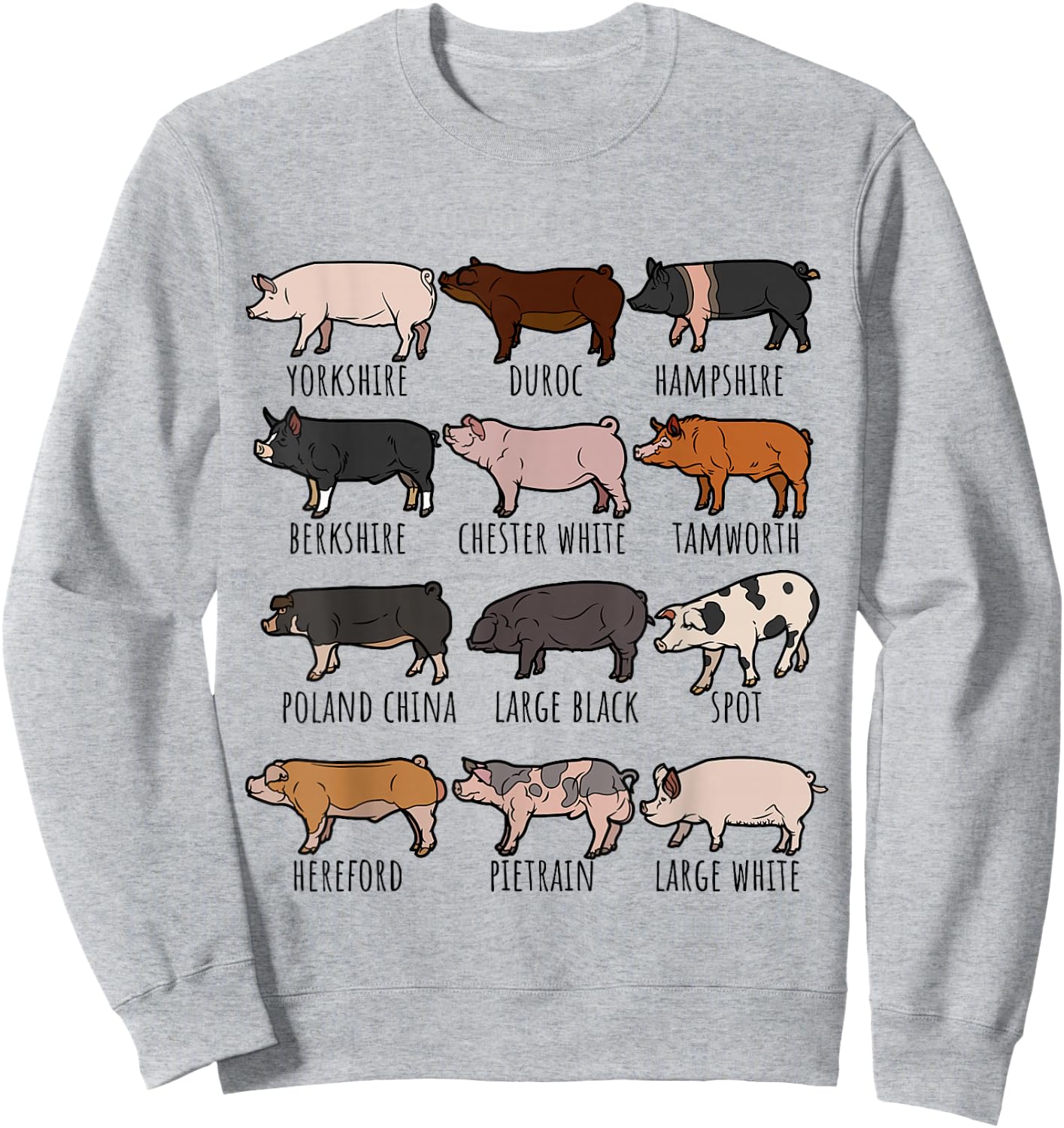 Type of Pigs Breeds Collection,Cute Piggery farm Pig Farmers Sweatshirt - Sweatshirt | Ash