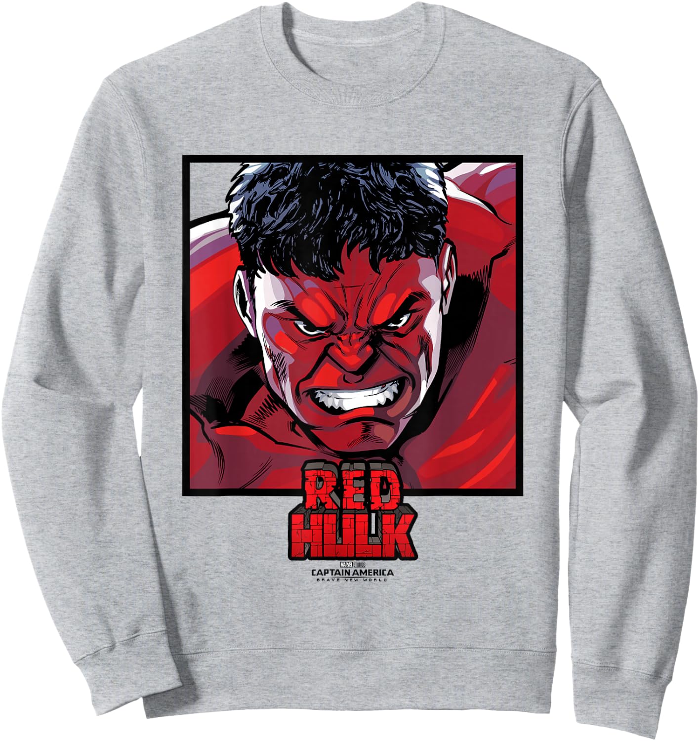 Marvel Captain America: Brave New World Red Hulk Face Panel , grey, S Sweatshirt - Sweatshirt | Ash
