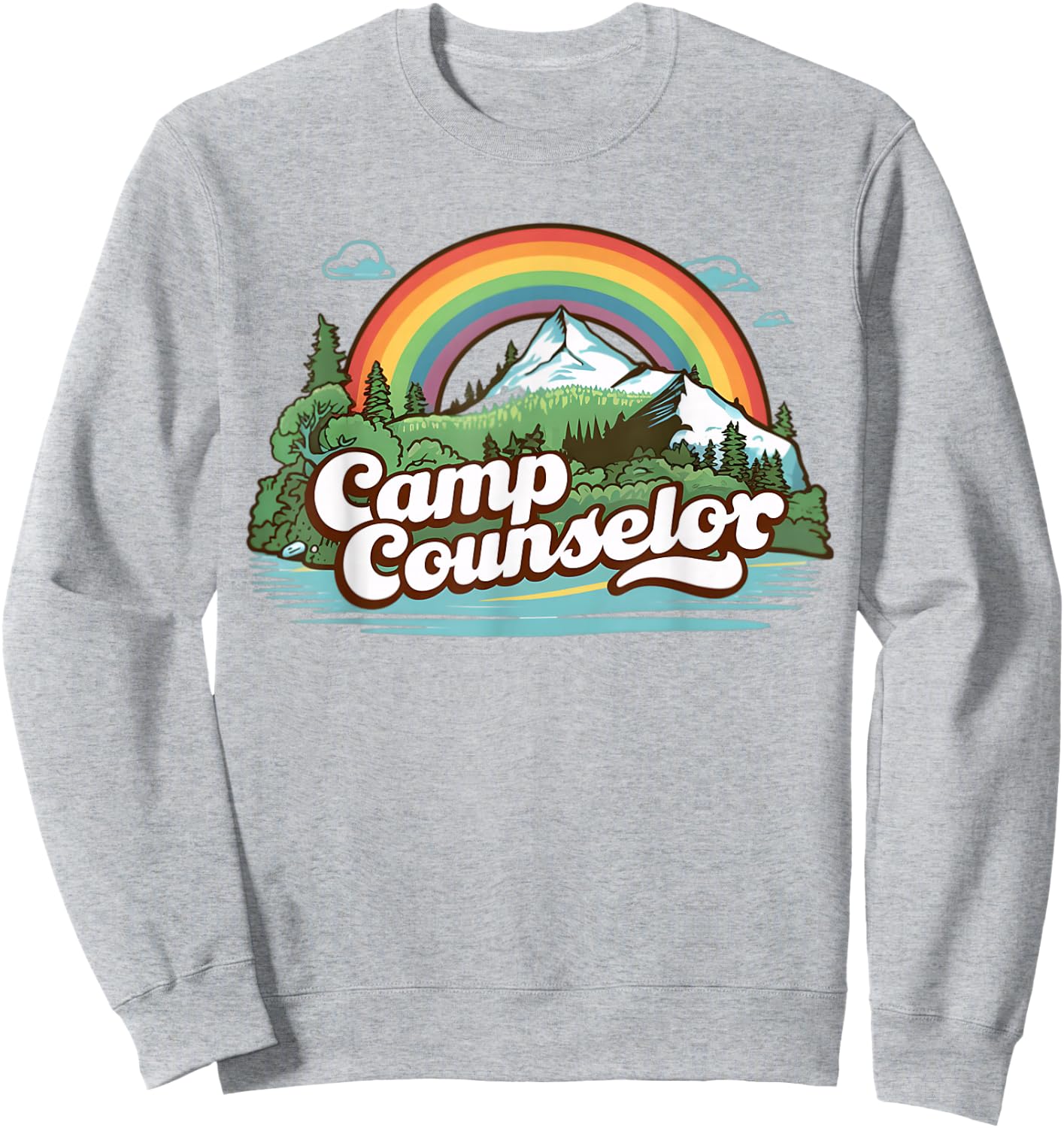 Summer Camp Director Staff Groovy Rainbow Camp Counselor Sweatshirt - Sweatshirt | Ash