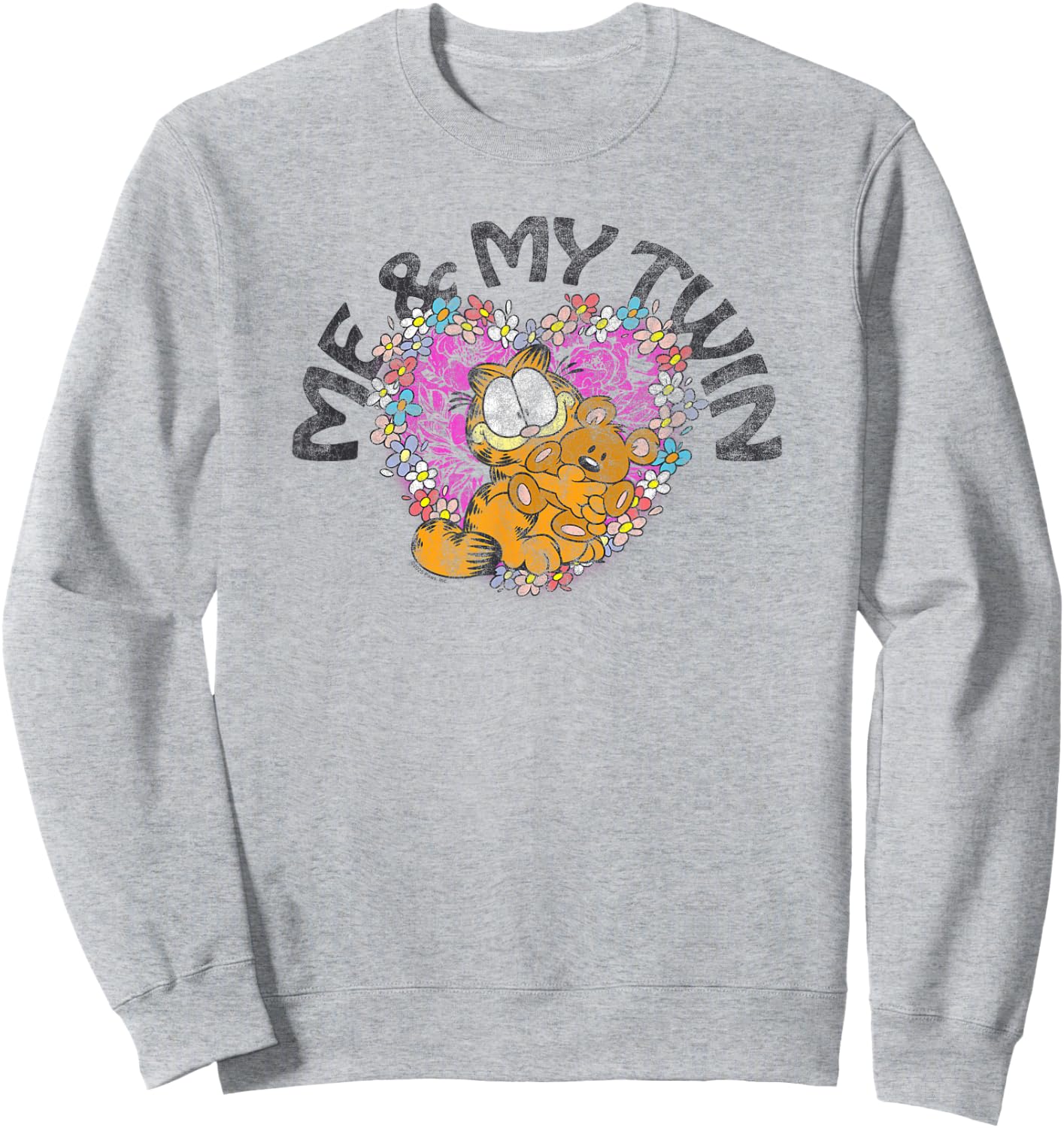 Garfield Me and My Twin Flower Heart Pookie Retro Cute Cat Sweatshirt - Sweatshirt | Ash