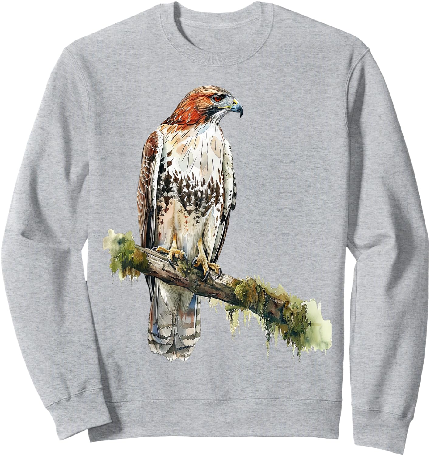 Watercolour Red Tailed Hawk Falconry Birding Sweatshirt - Sweatshirt | Ash