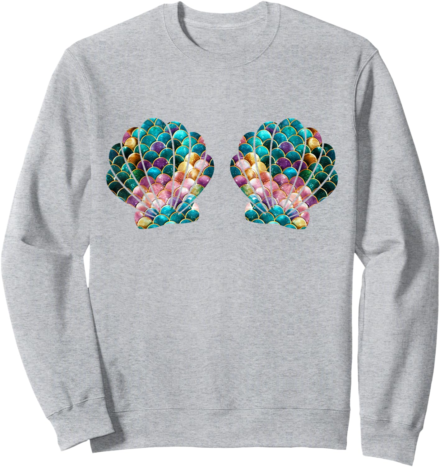 Mermaid Seashell Bra Cartoon Sea Shell Graphic Costume Sweatshirt - Sweatshirt | Ash
