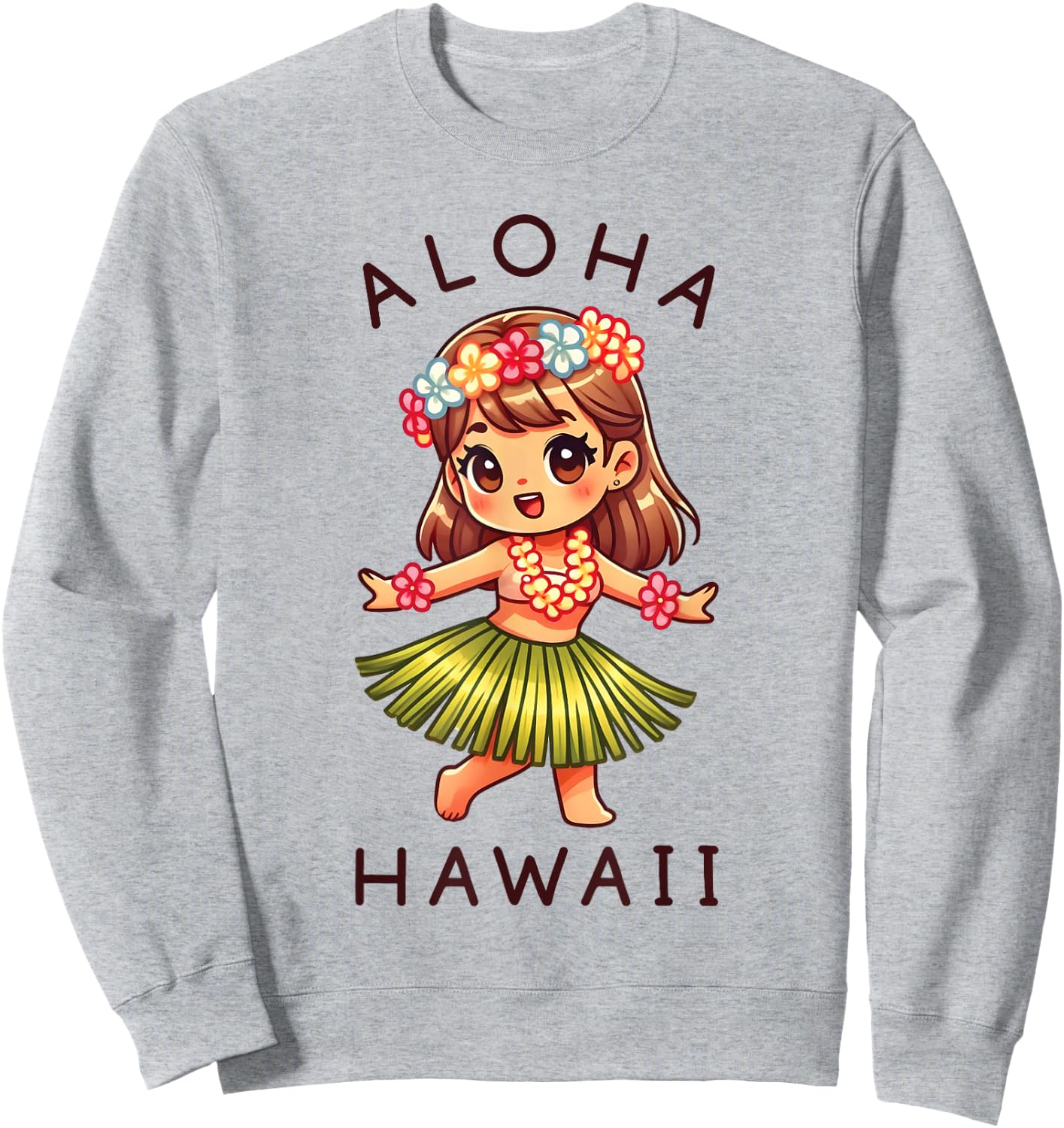 Aloha Hawaii Hawaii Cute Hula Dance Dancer Girl Kids Girls , White Sweatshirt - Sweatshirt | Ash