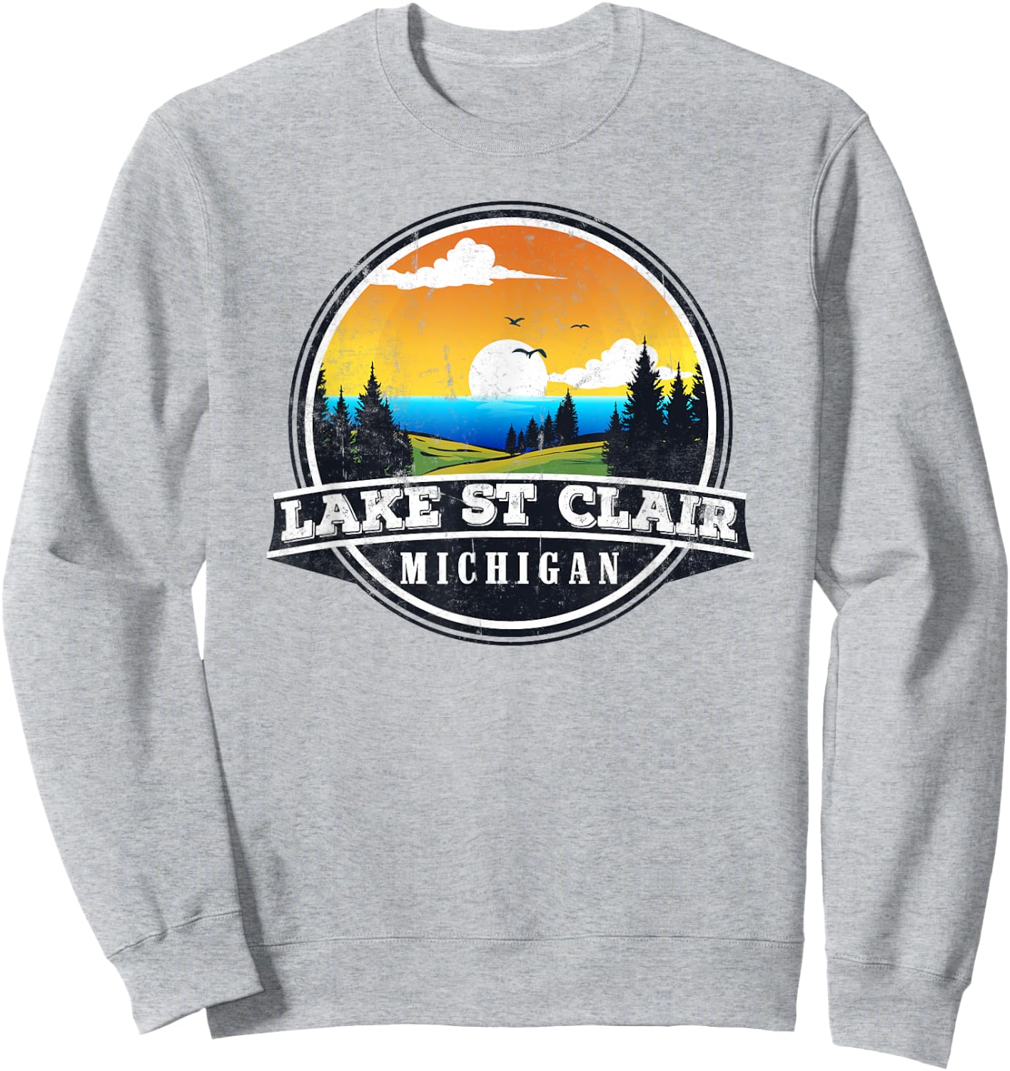 Fishing Boating Camping - Lakeview Lake St Clair Sweatshirt - Sweatshirt | Ash