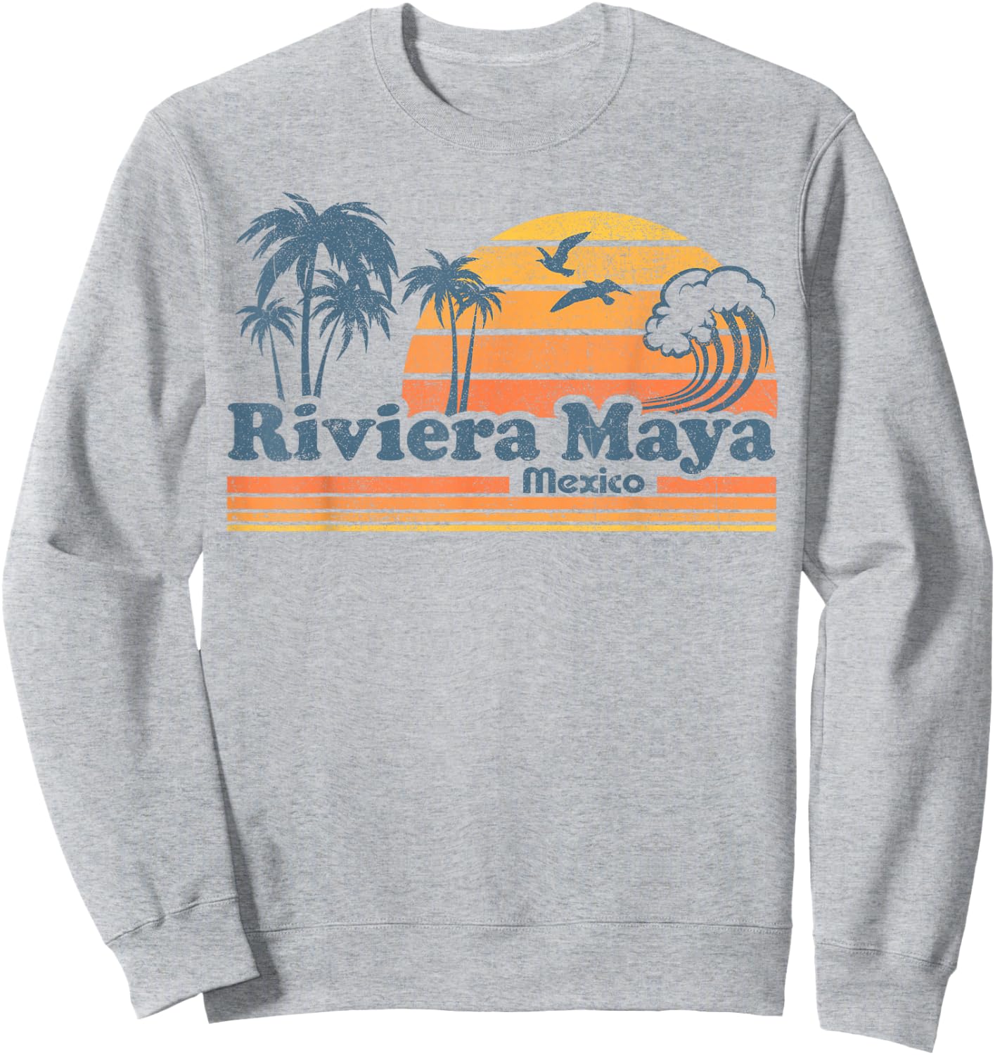 Riviera Maya Mexico Beach Summer Vacation Vintage 70's Retro Sweatshirt - Sweatshirt | Ash