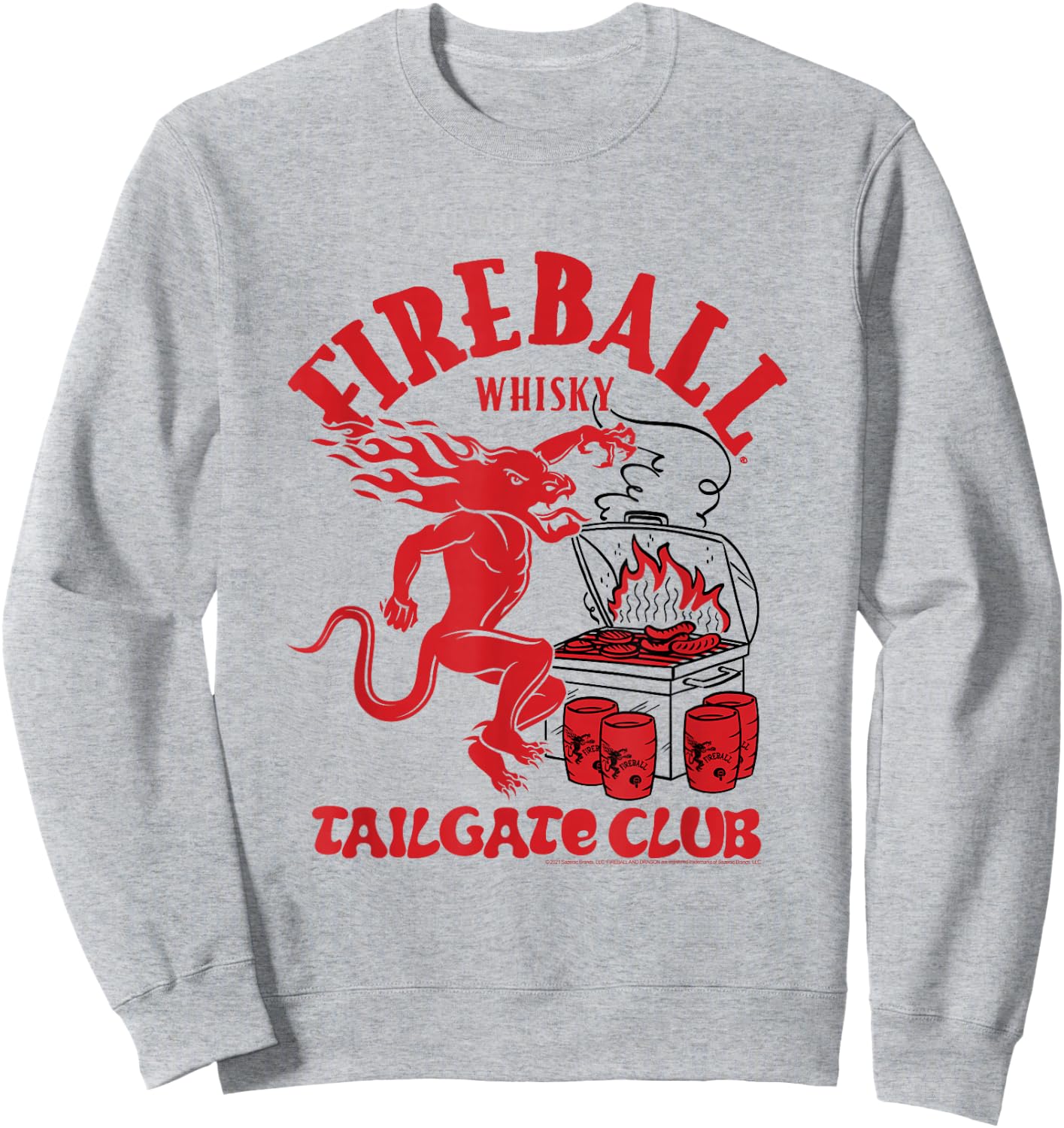 Fireball Cinnamon Whisky Tailgate Club Drinking Sweatshirt - Sweatshirt | Ash