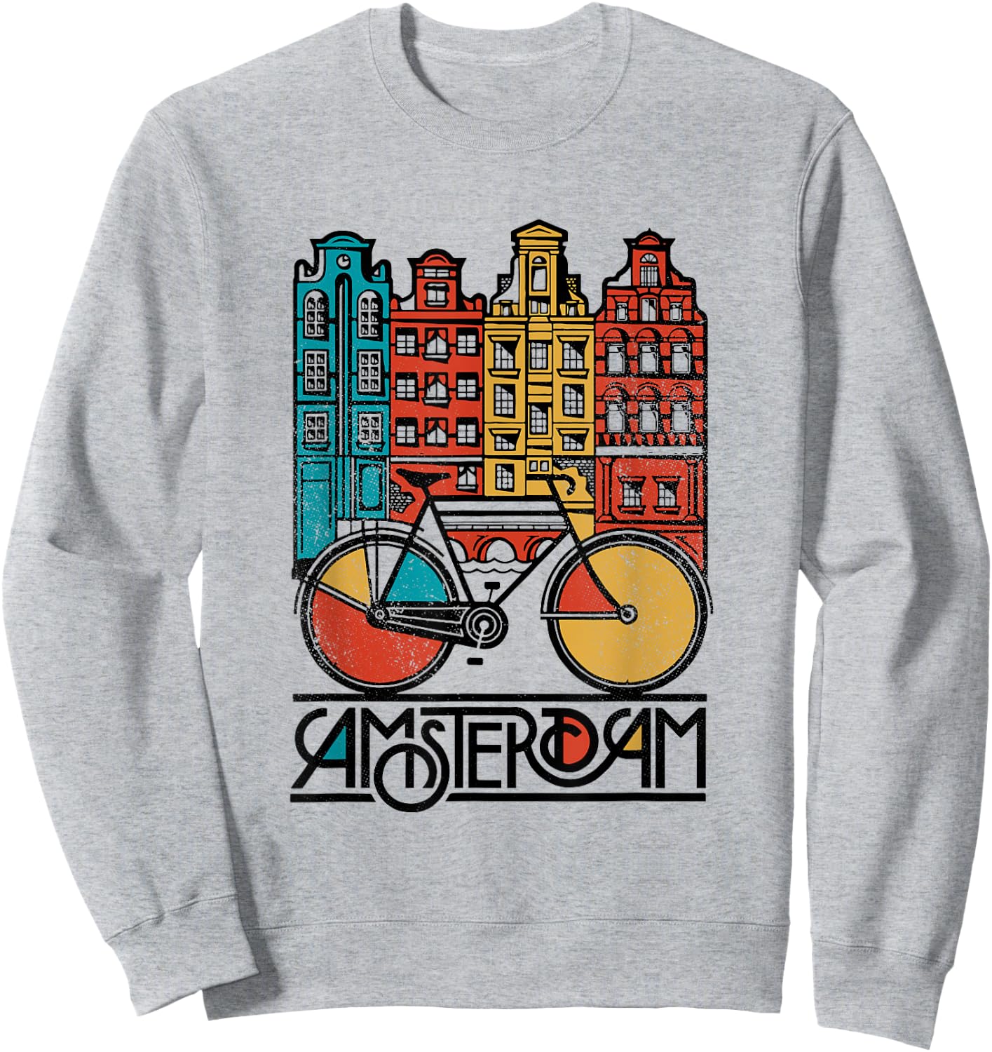 New Retro Bicycle Bike Amsterdam City T Shirt Jersey Sweatshirt - Sweatshirt | Ash