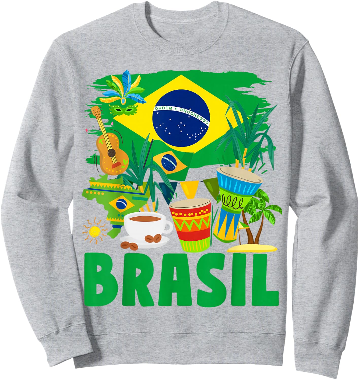 Brazil Flag for Kids - Brazil and Brazil Flag , Yellow, S Sweatshirt - Sweatshirt | Ash