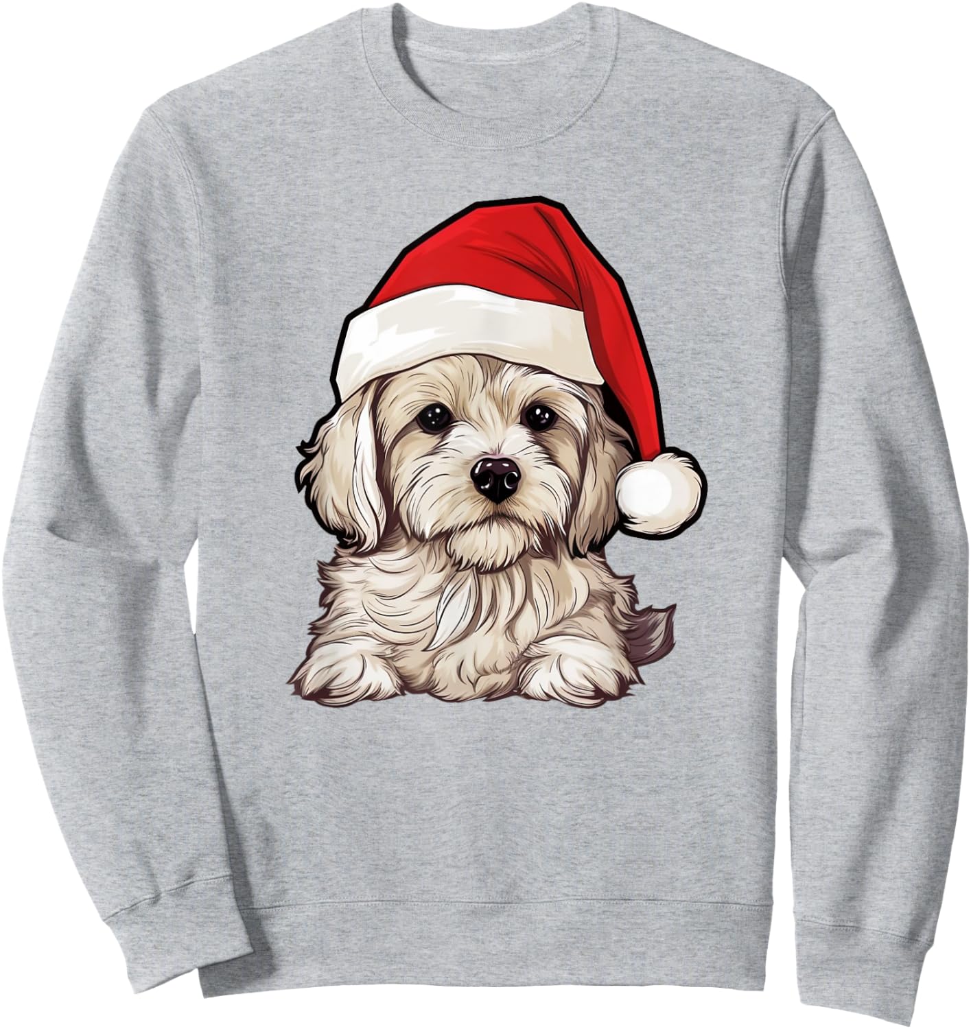 Cavachon Santa Hat Christmas Dog Lovers Gift Mom Dad Xmas Men Women Kids Sweatshirt - Sweatshirt | Ash