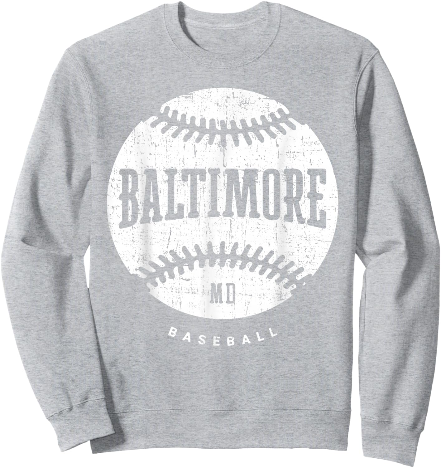 Baltimore Baseball Retro Vintage Design Baseball Lover Sweatshirt - Sweatshirt | Ash