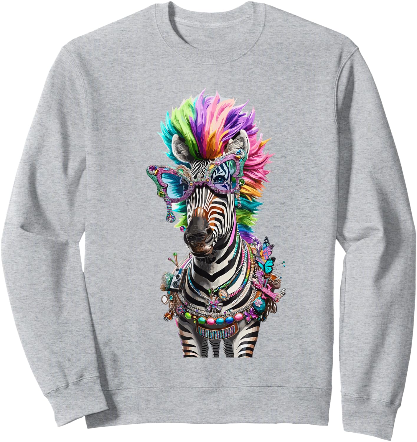 Cheesy Kitsch Aesthetic Zebra Lover Stuff Retro Zebra Sweatshirt - Sweatshirt | Ash