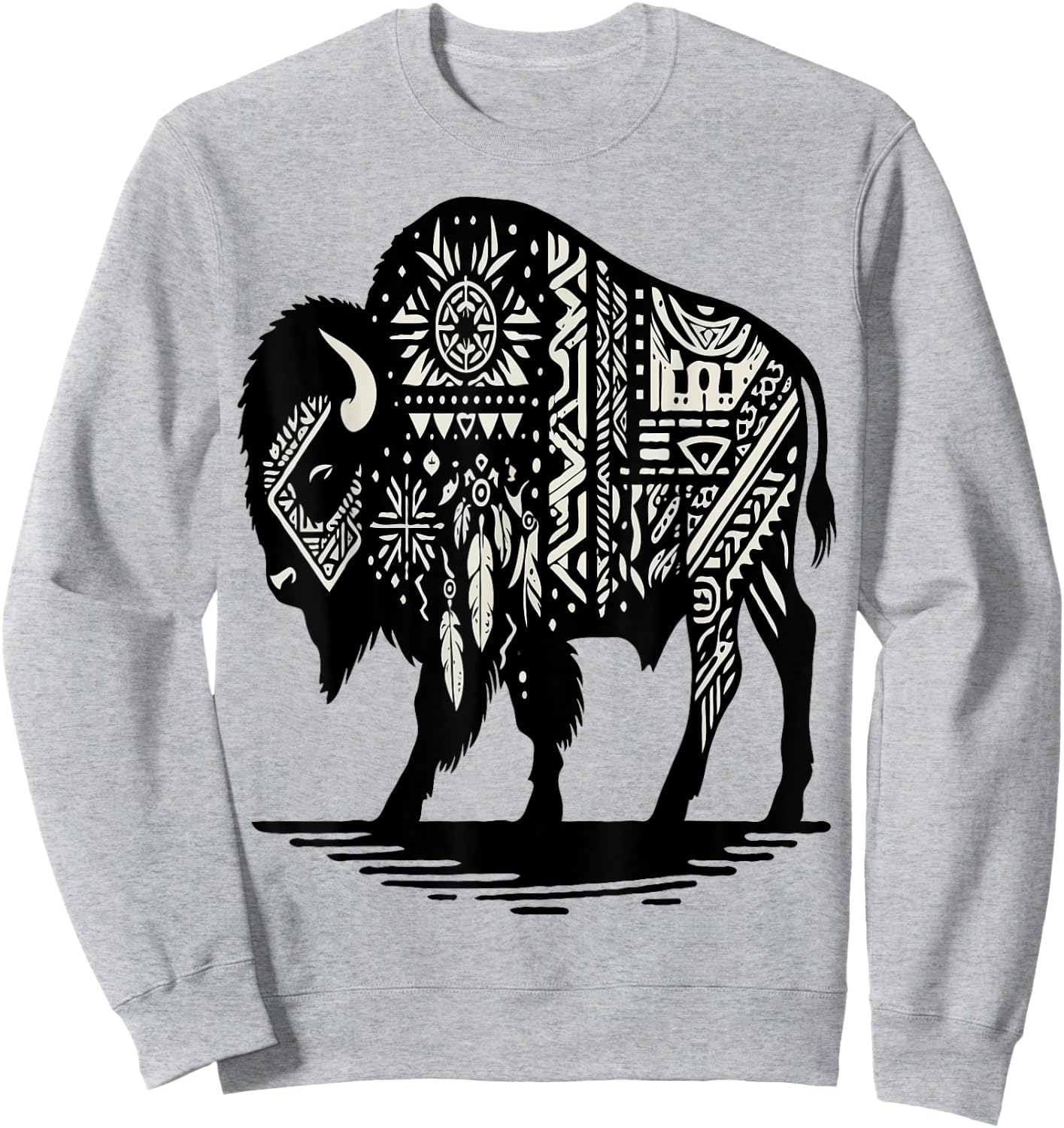 Bison Native American Sweatshirt - Sweatshirt | Ash
