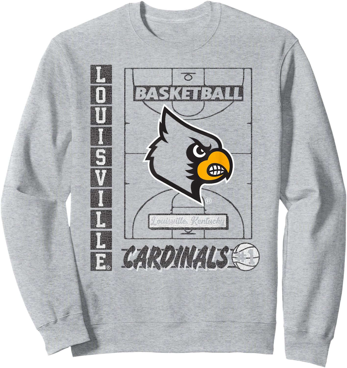 Louisville Cardinals Basketball Vintage Court Red Sweatshirt - Sweatshirt | Ash